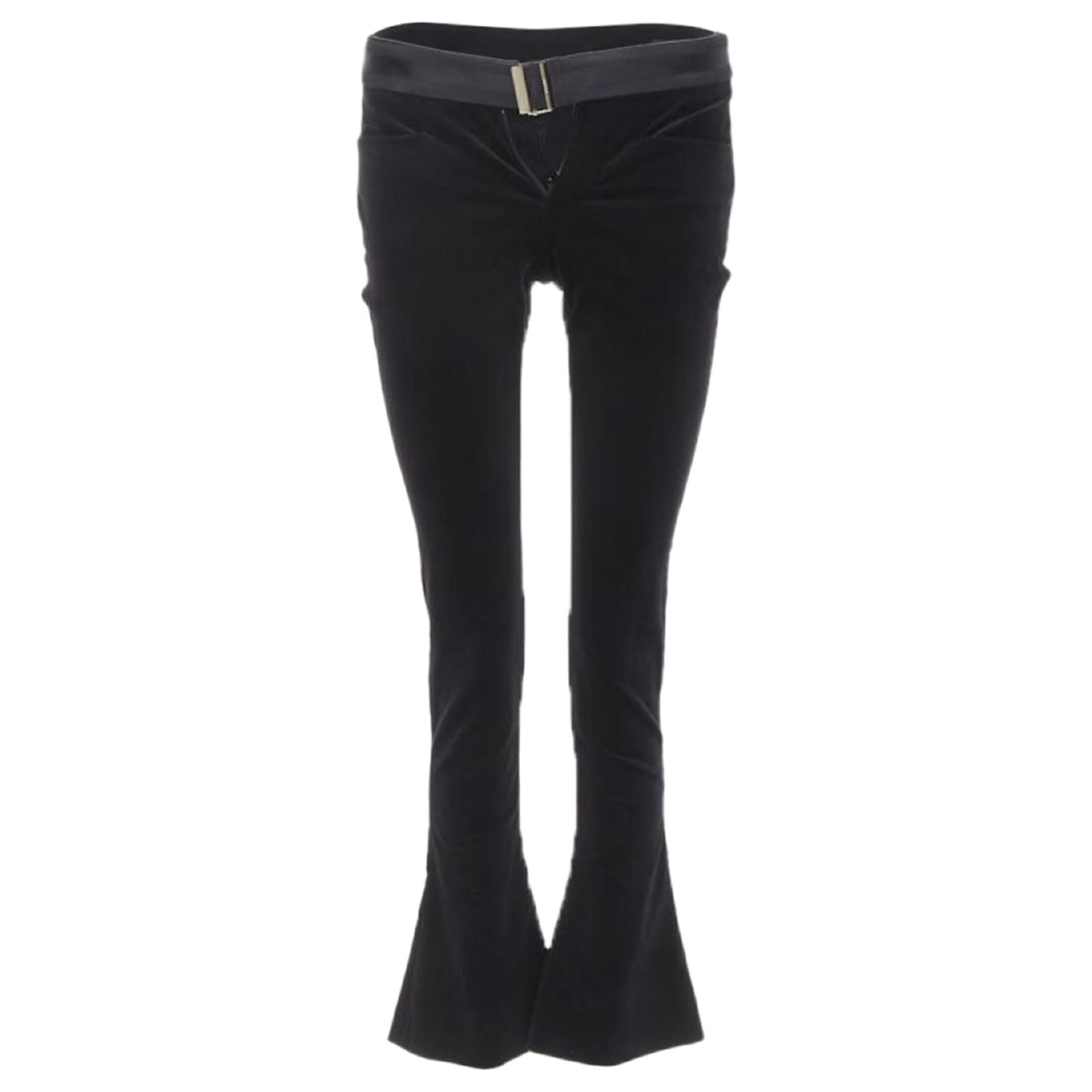 Gucci Tom Ford 2004 Vintage Black Web Gold Buckle Velvet Flared