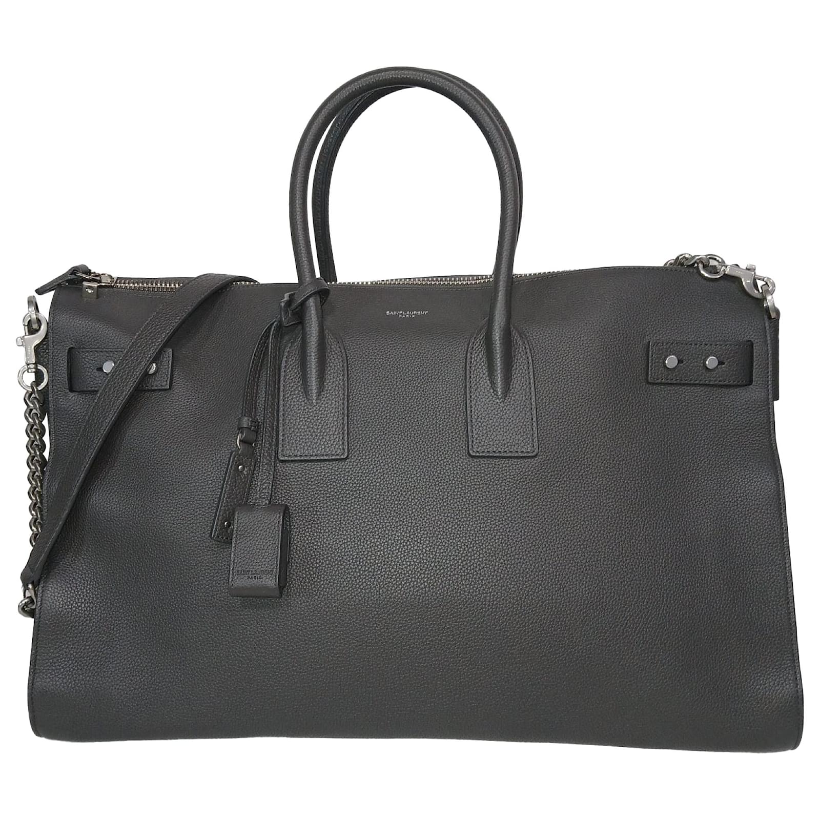 Sac de voyage Saint Laurent Sac De Jour 48H en cuir de veau noir