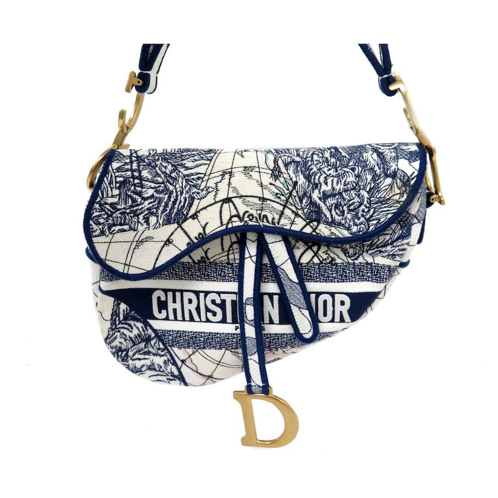 CHRISTIAN DIOR SADDLE M AROUND THE WORLD CANVAS HAND BAG PURSE