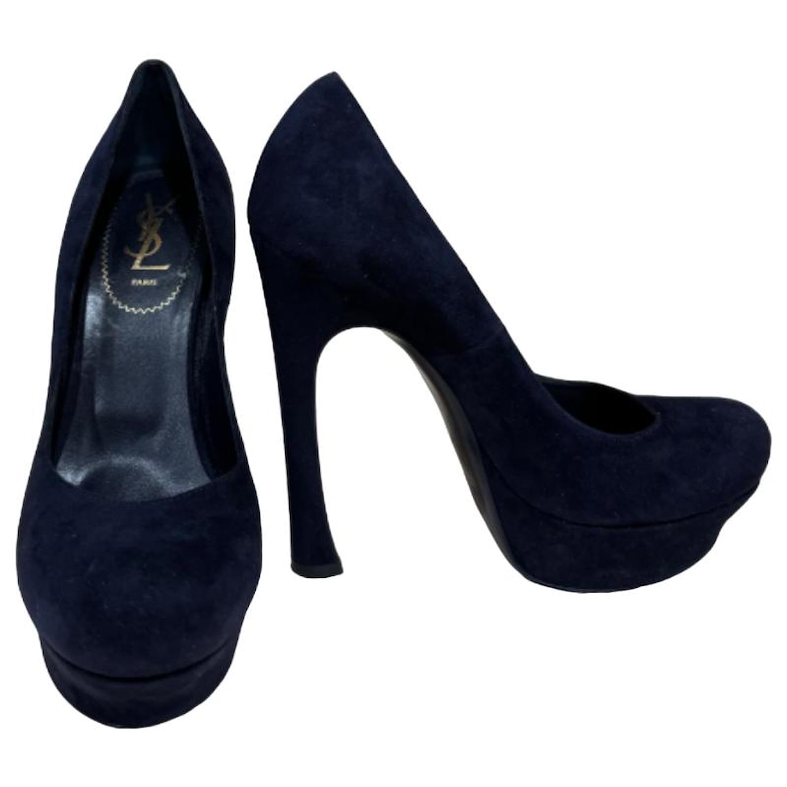 Yves Saint Laurent Palais Pumps Suede Bleu fonce ref.1666681 Joli Closet