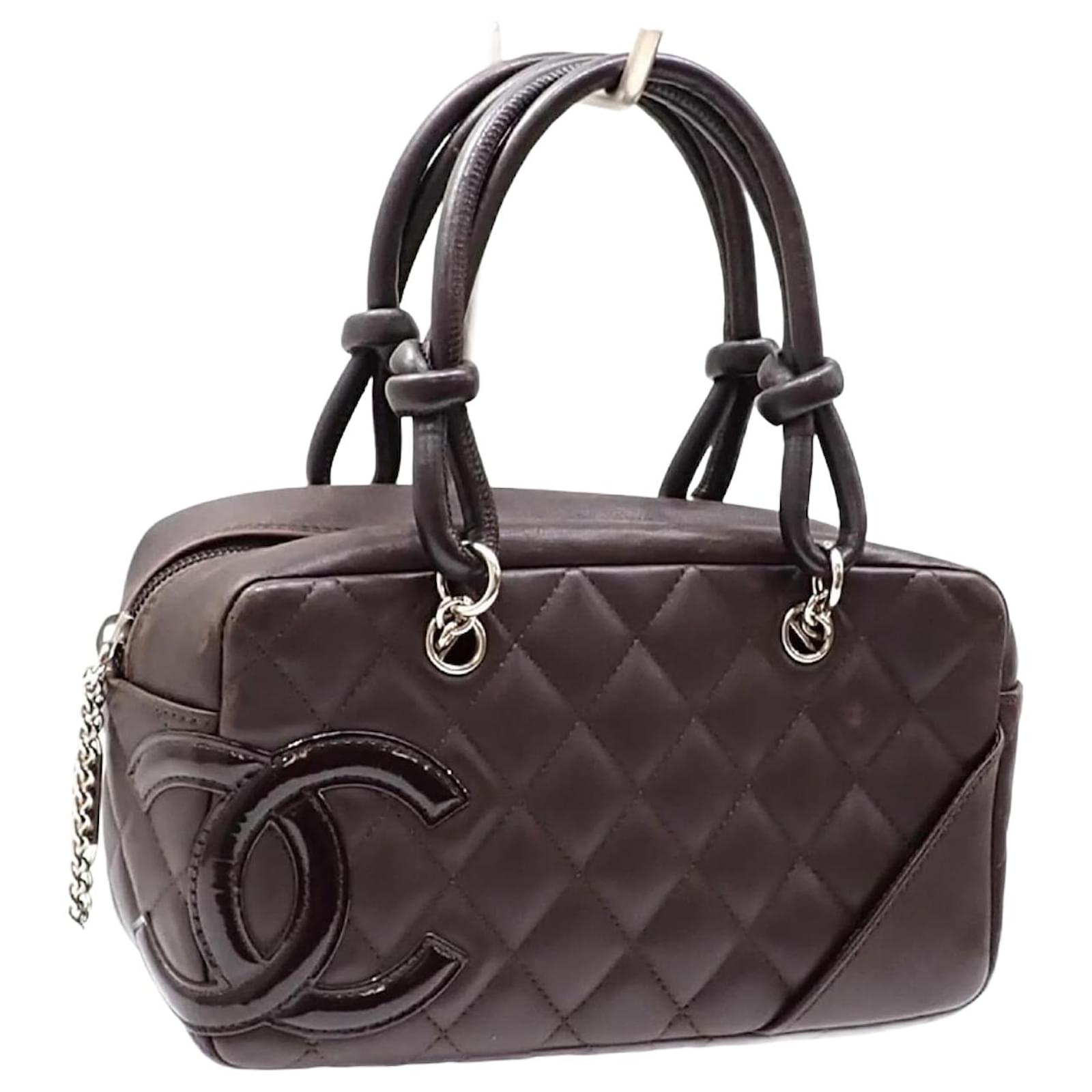 Chanel Cambon Line Bowling Bag Orange Dark brown Leather ref