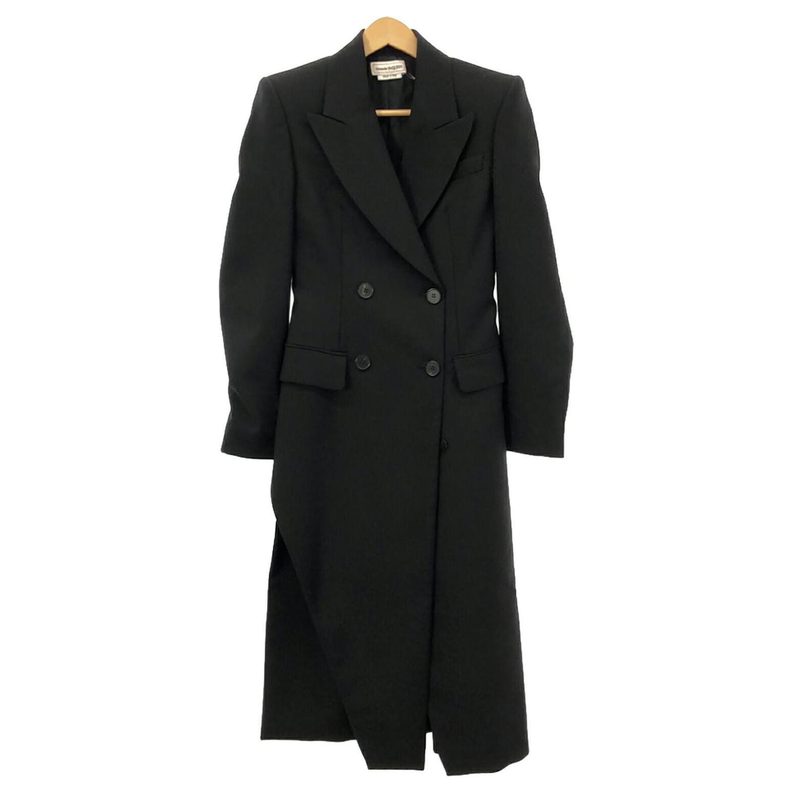 Alexander McQueen Wool Long Coat Black