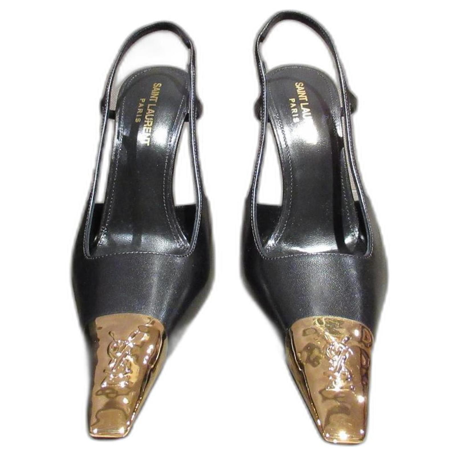 Saint Laurent Jeanne slingback pumps Black Gold hardware Saint Laurent Jeanne slingback pumps Black Gold hardware