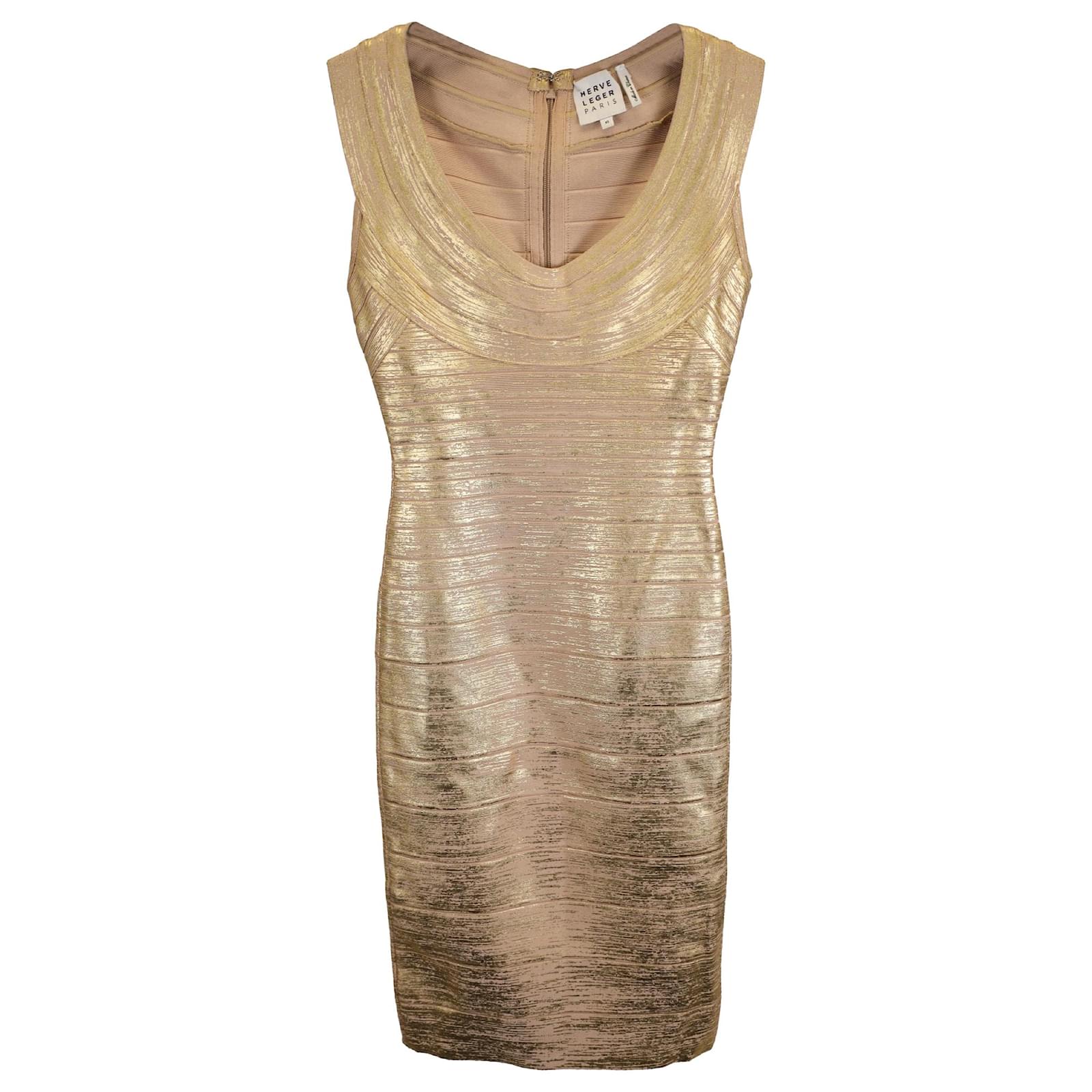 Abito bandage con scollo a barca mini foil accent di Herve Leger