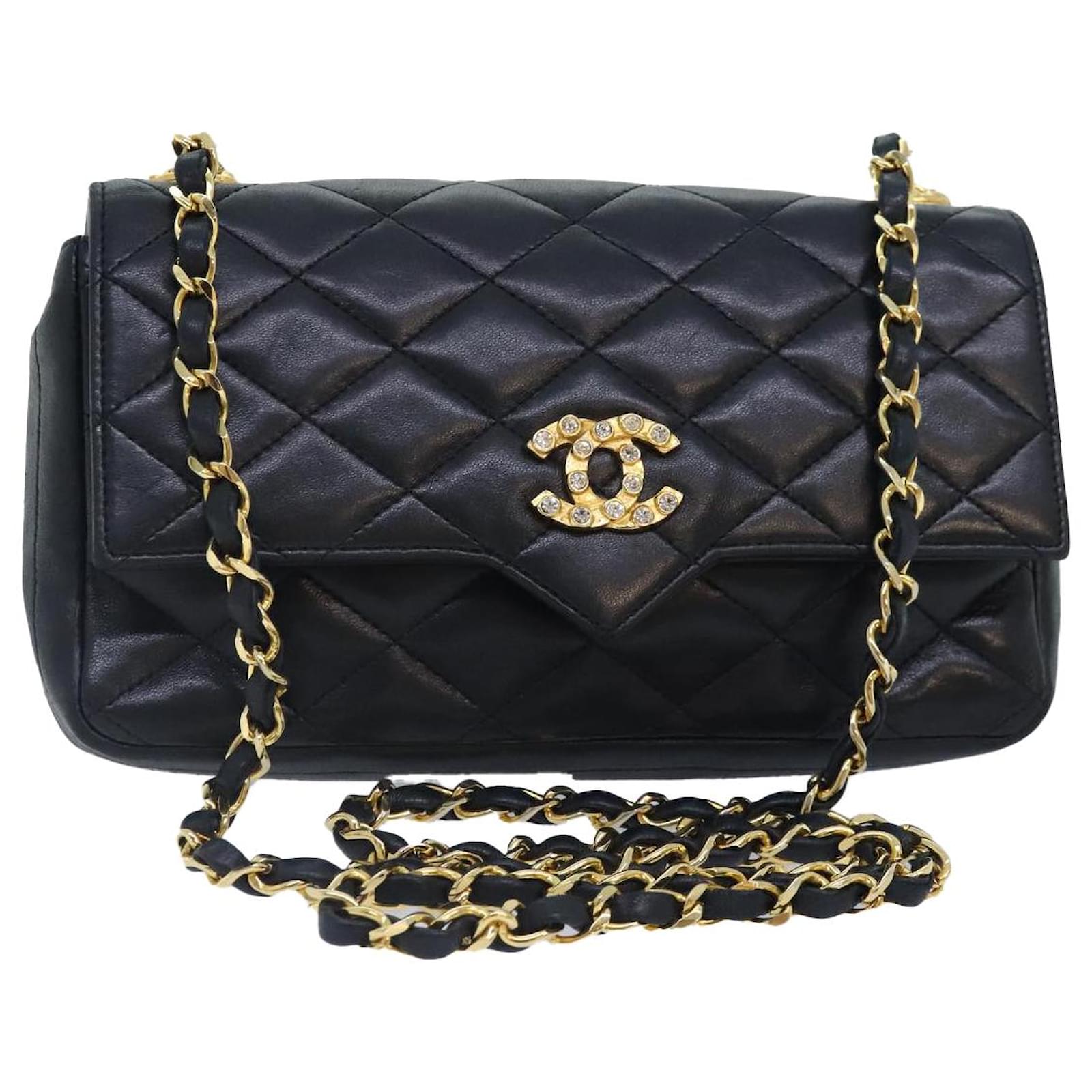 CHANEL MATELASSE COCOMARK ラムスキン Chanel Matelasse Coco Mark Rhinestone Chain Bag Golden