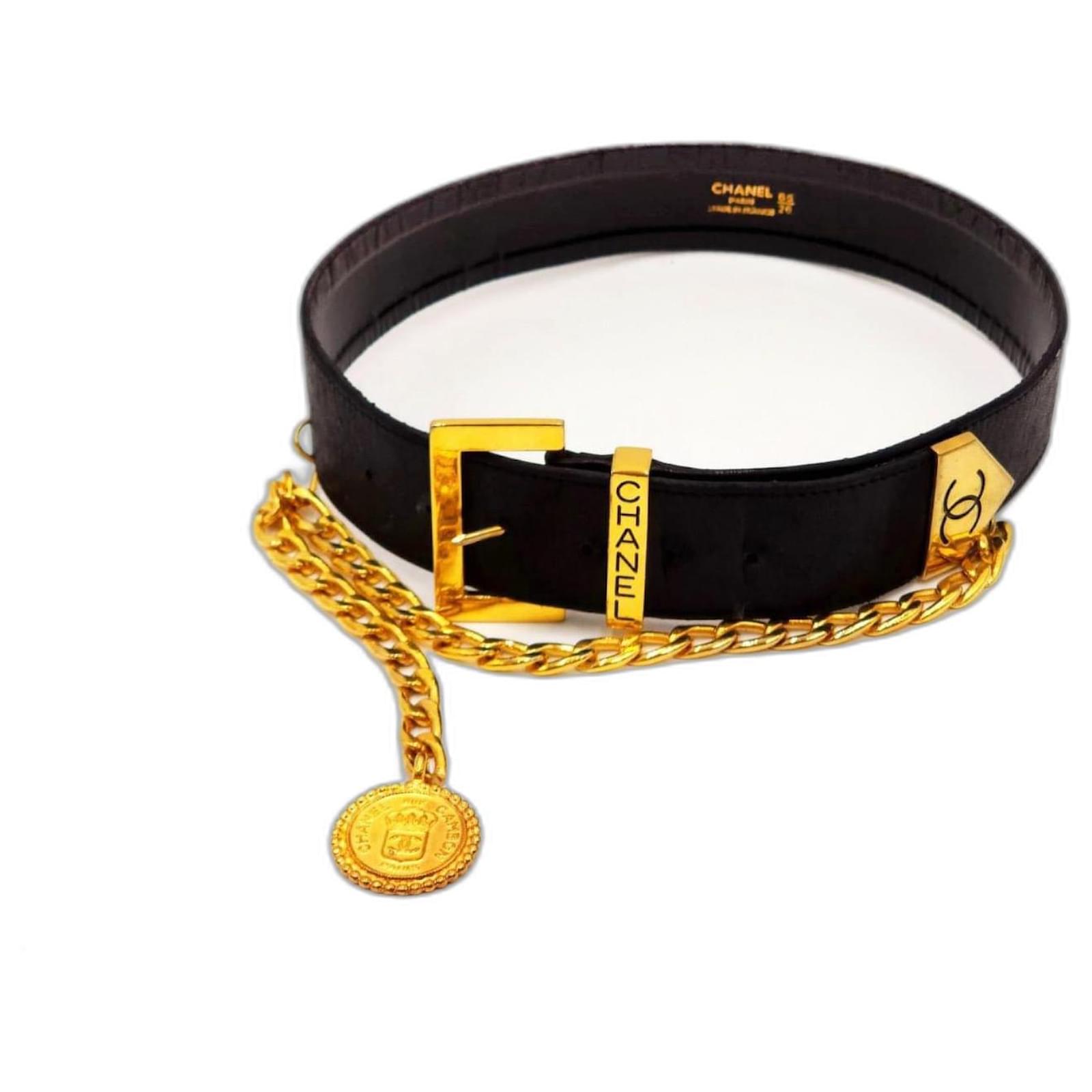 CHANEL Vintage 93P CC Big Logo Chain Belt Accessory Gold