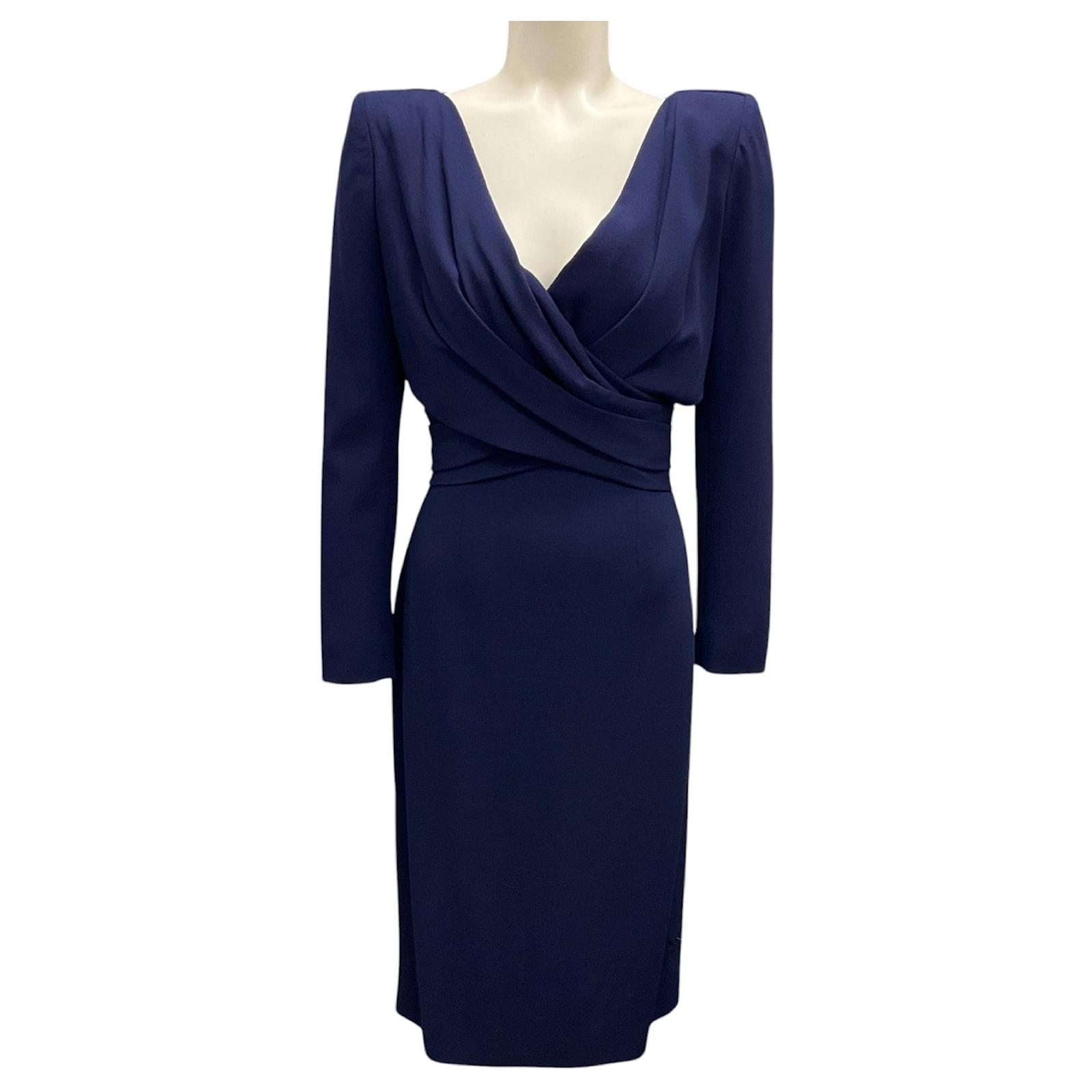 Alexander McQueen Sapphire 2019 Ruched Wool Crepe Dress Blue ref.JC1675119  (Sold) - Joli Closet