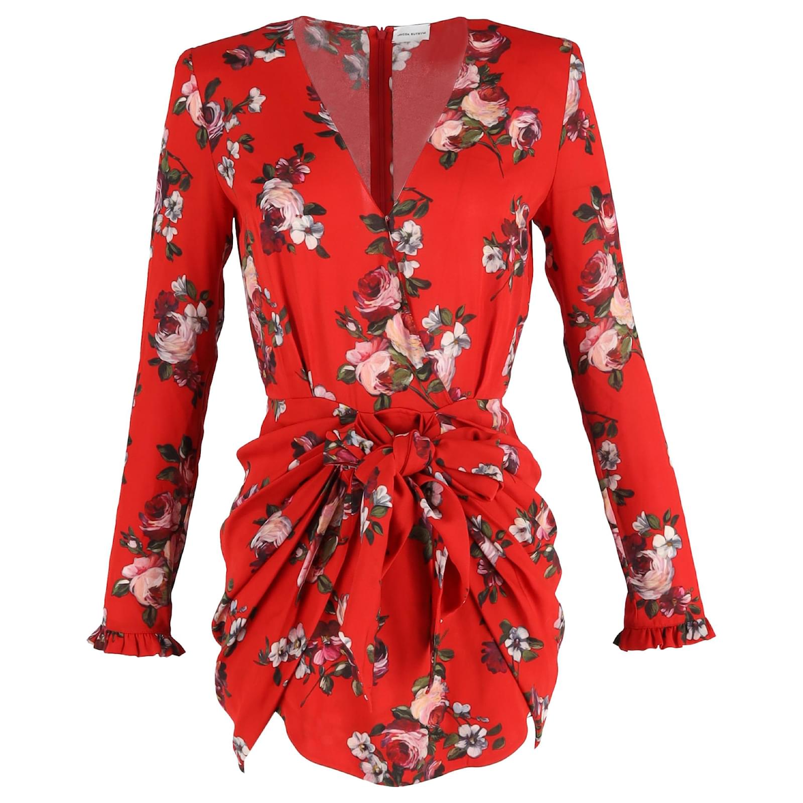 スカート MAGDA BUTRYM Women Mini Skirts 442525 RED Silk and wool satin minidress in red - Magda Butrym | Mytheresa