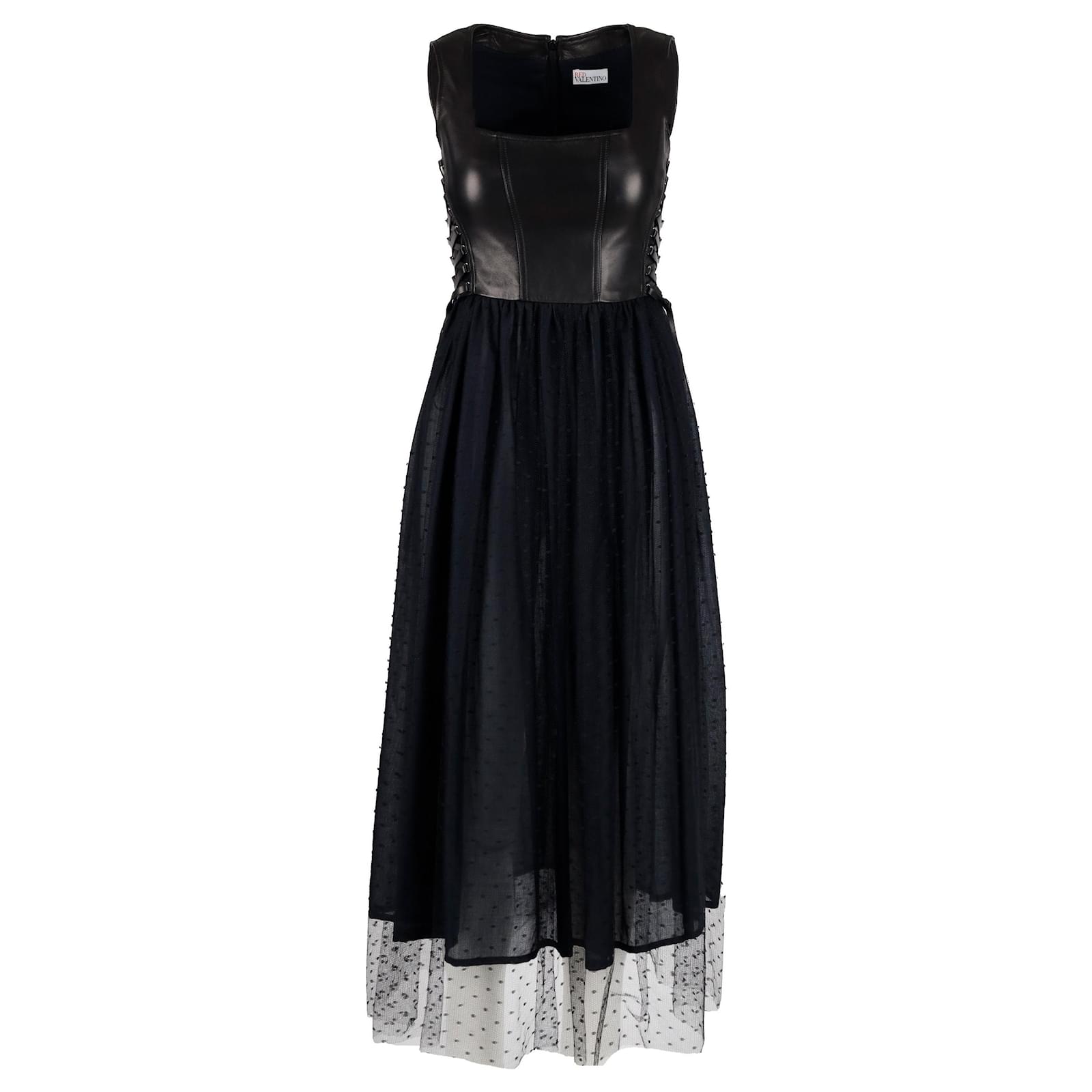 Valentino Garavani Red Valentino Leather Corset and Tulle Dress - '10s Black  Polyamide Nylon ref.1675388 - Joli Closet