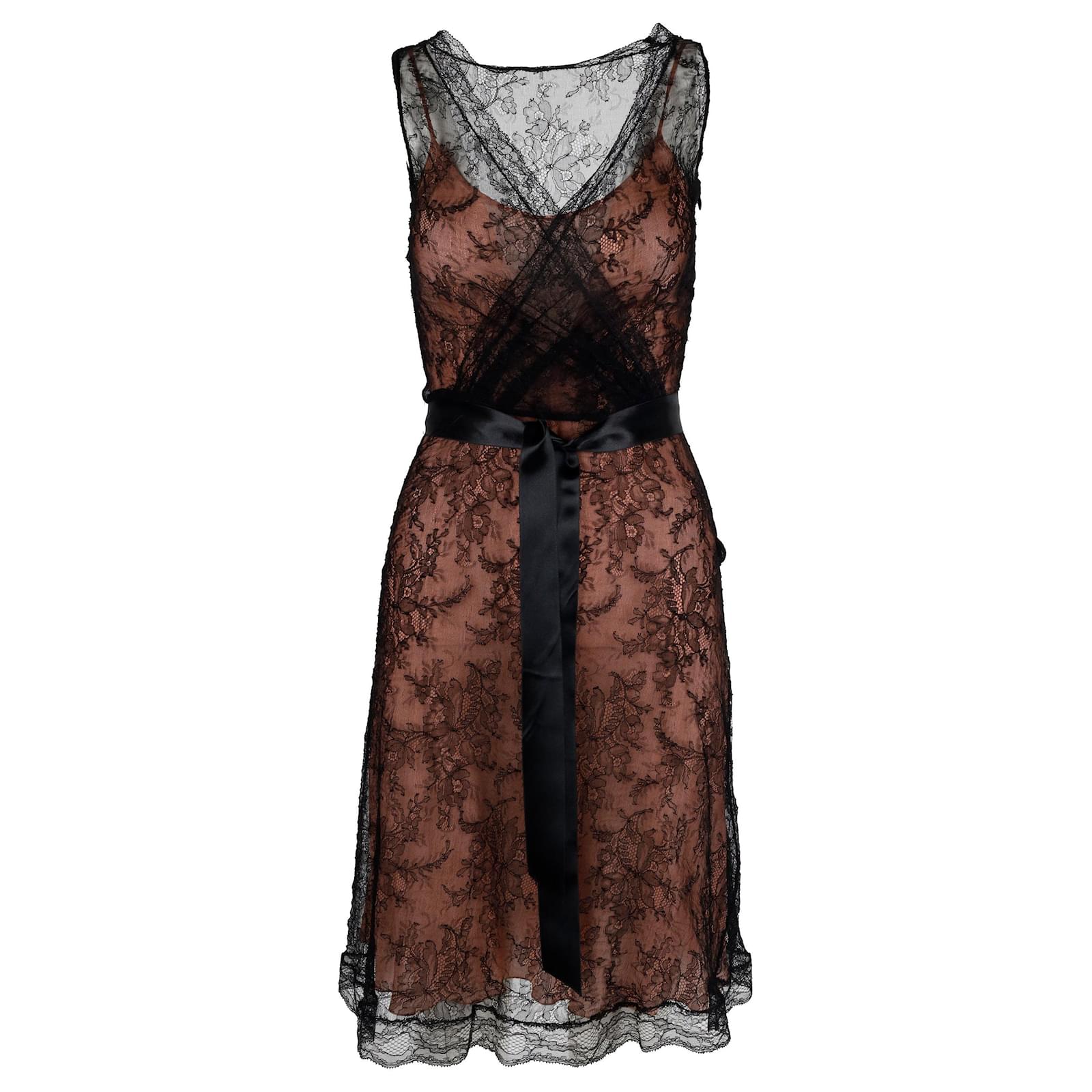 chinese dress ladies MOSCHINO COUTURE ORANGE QUILTED FAILLE WITH BLACK LACE TRIM DRESS