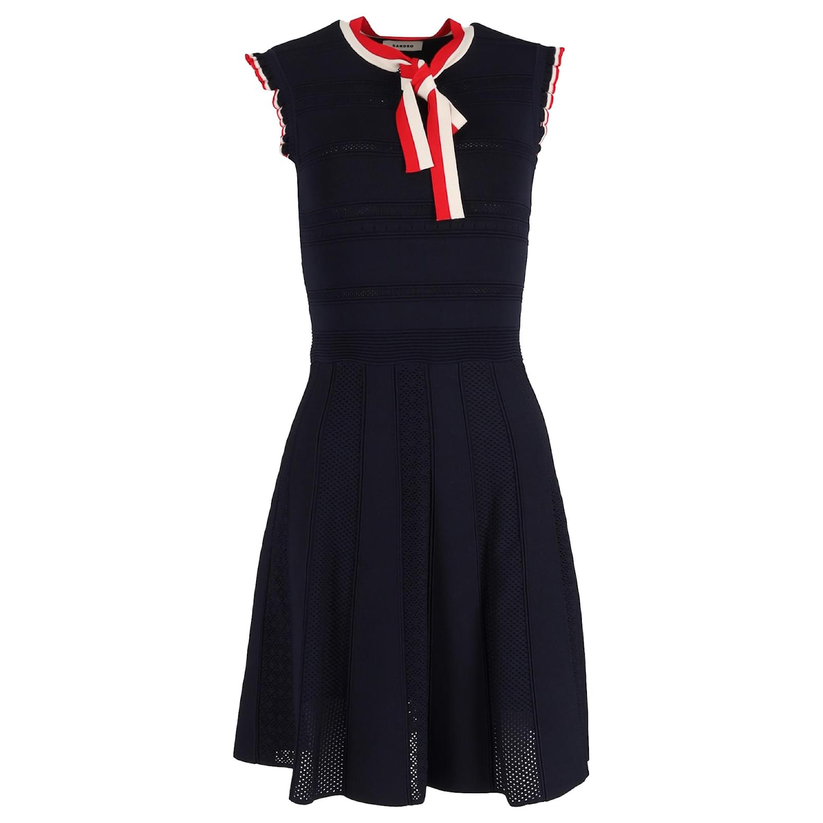 maje black knit dress Maje // Crochet Knit Dress – VSP Consignment