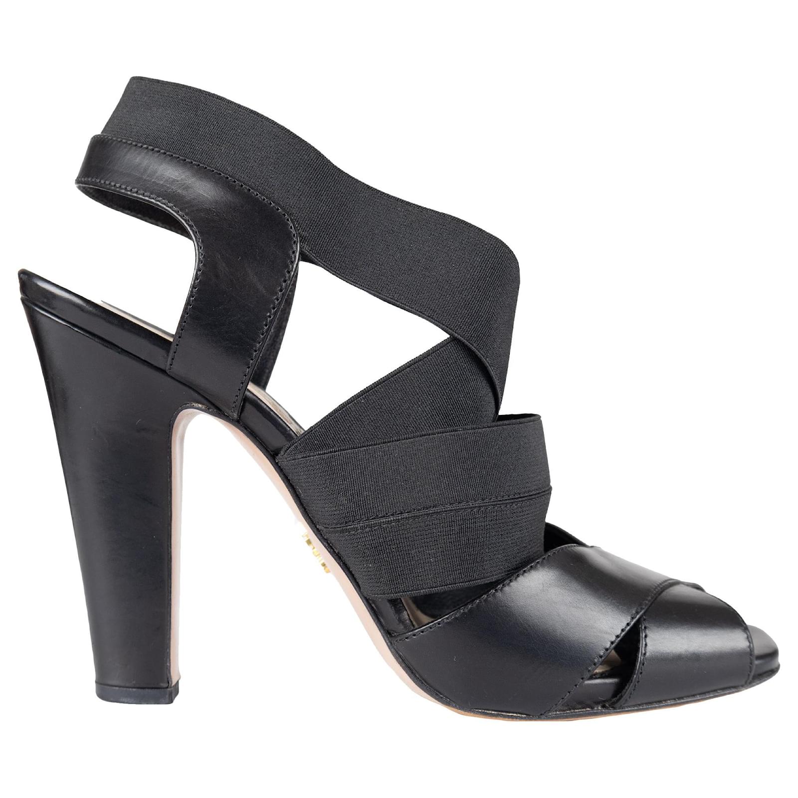 Prada Strappy Heels - '10s Black Leather ref.1675434 - Joli Closet
