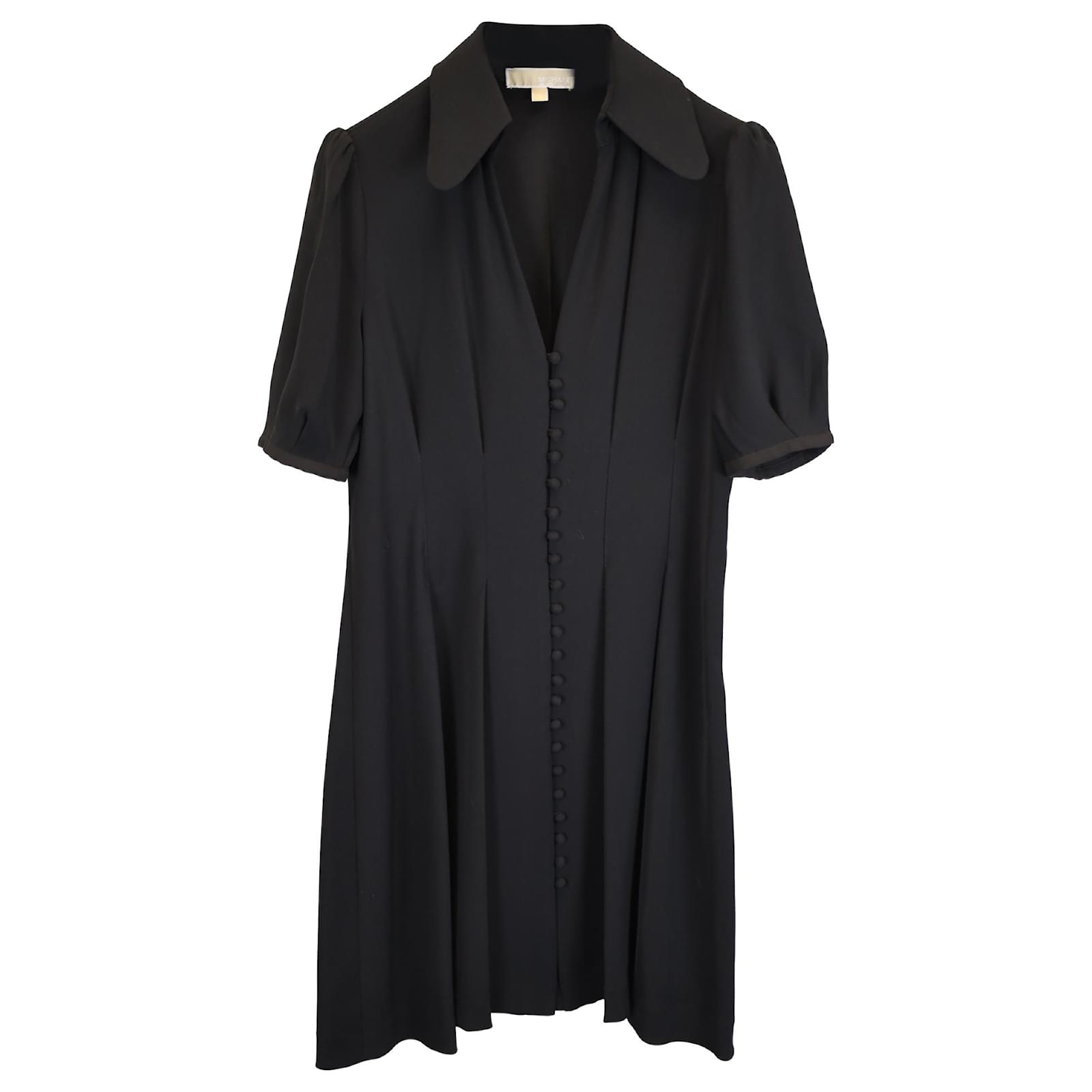 Michael Kors Mini Bishop Sleeve Cinched Waist Shirt Dress in Black Polyester ref.1678059 - Joli Closet Michael Kors Mini Bishop Sleeve Cinched Waist Shirt Dress in Black Polyester ref.1678059 - Joli Closet
