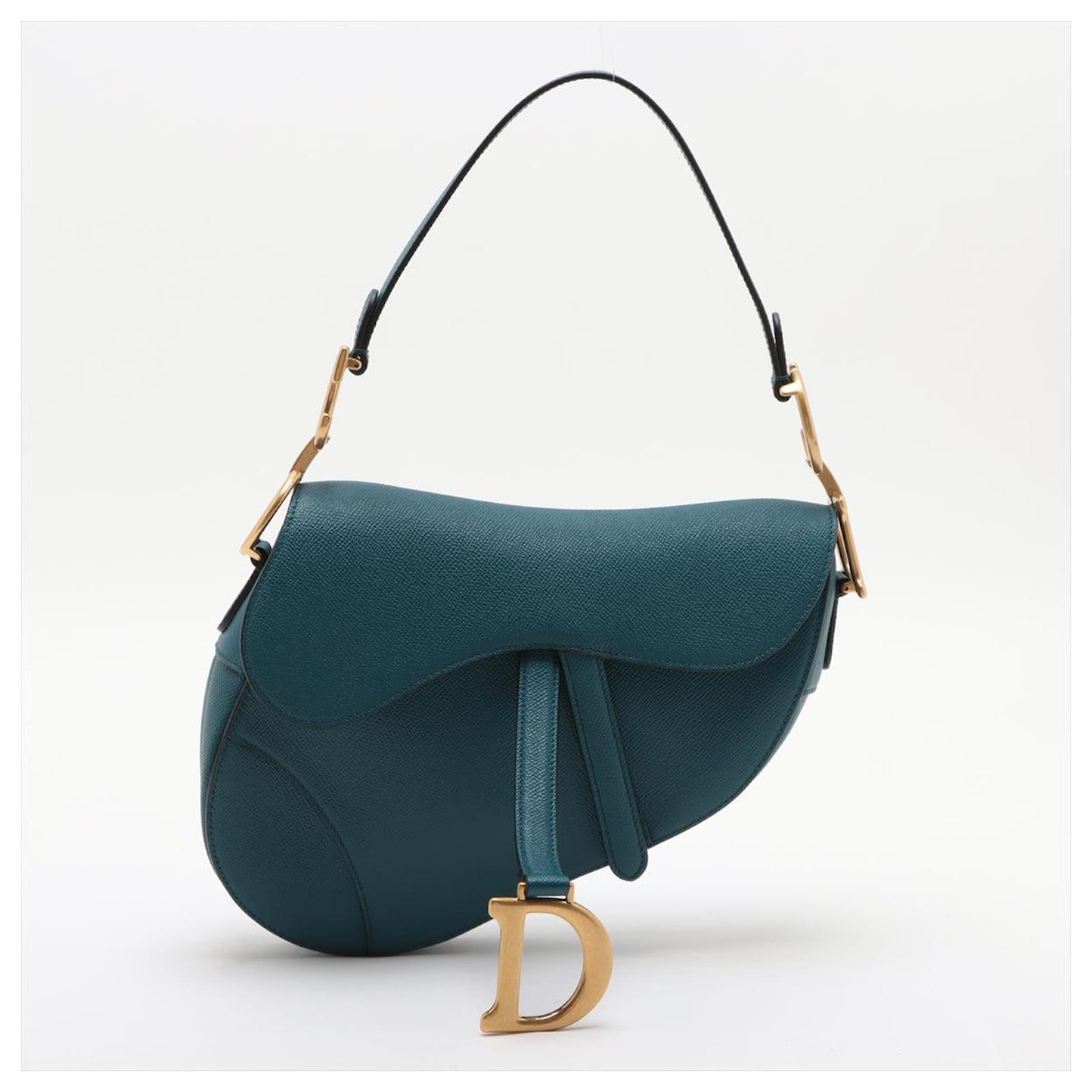 Dior Pre Loved Blue Grained Calfskin Saddle Bag