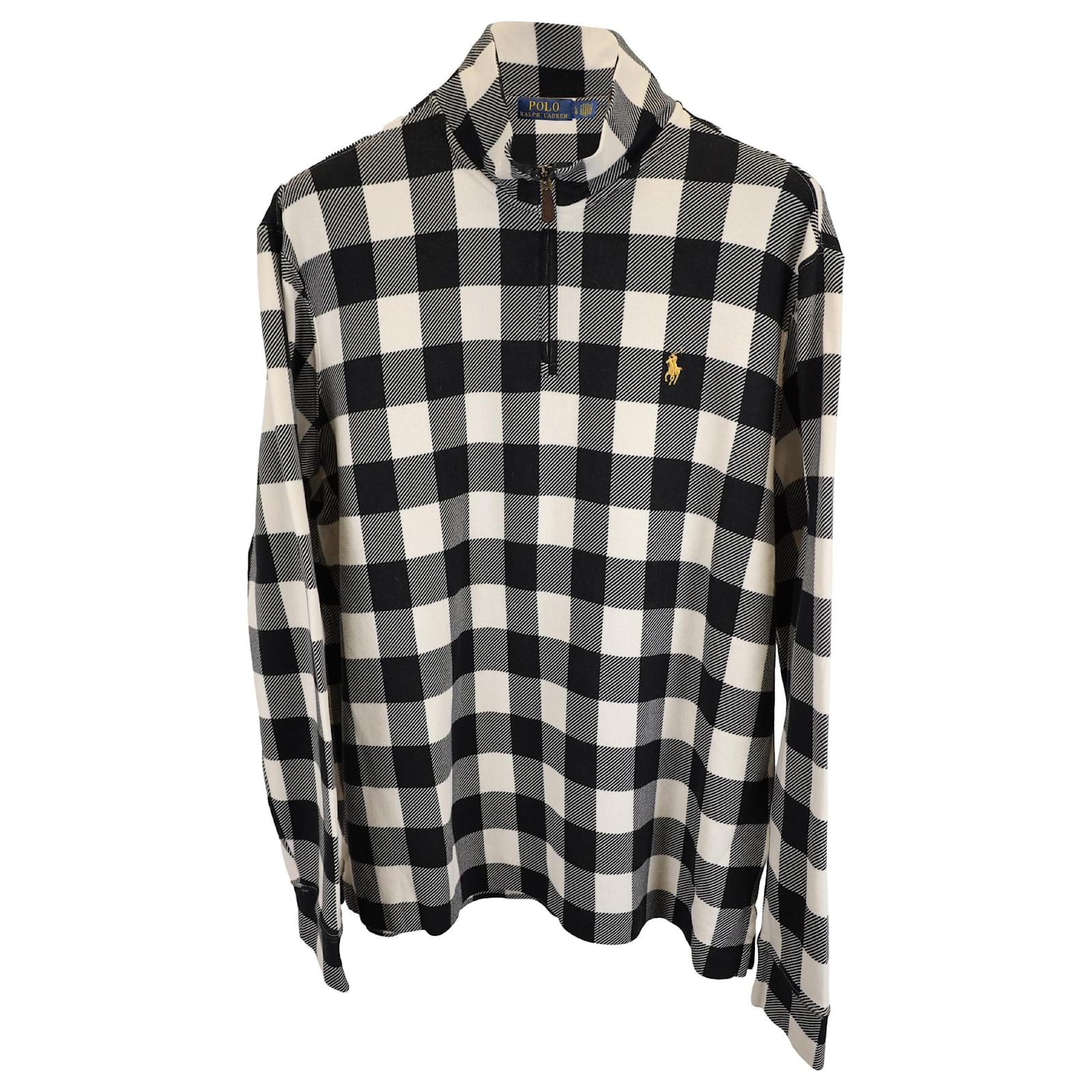 Polo Ralph Lauren Checked Double-Knit Quarter-Zip Pullover in