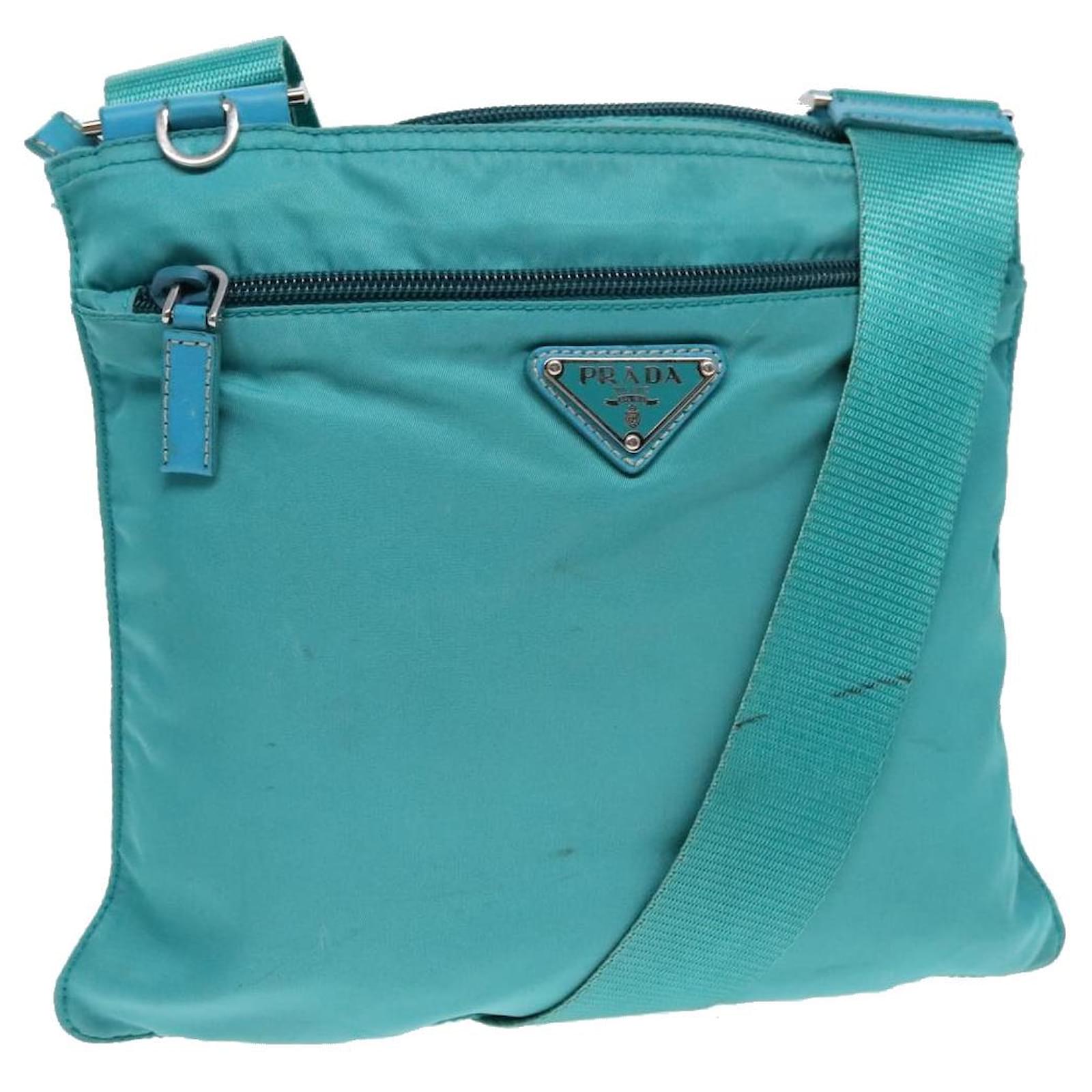 PRADA Shoulder Bag Nylon Turquoise Blue Auth 91013 ref