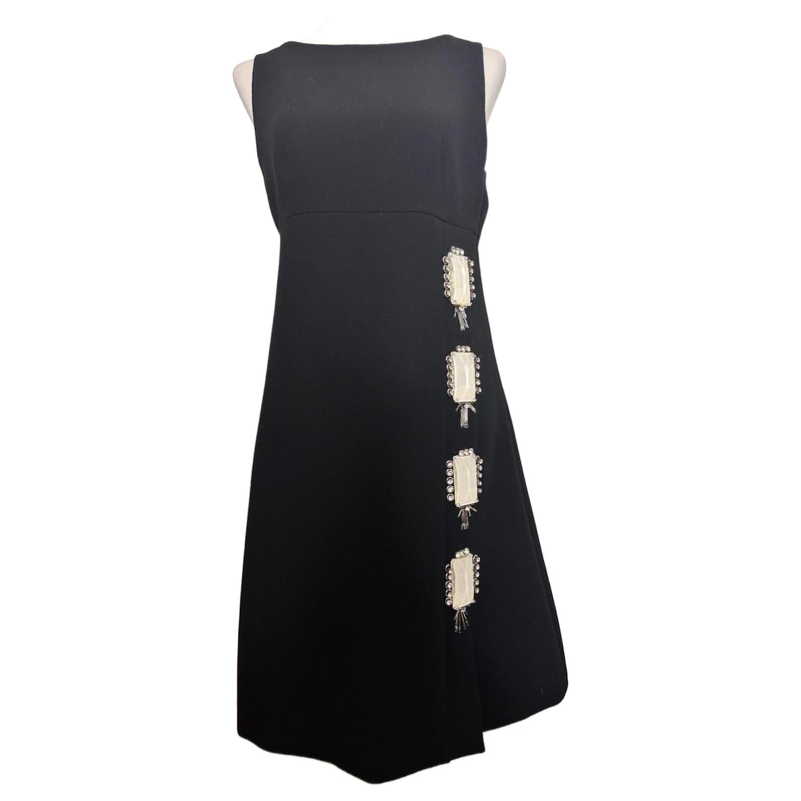 Prada cabochon and rhinestone dress Black Wool ref.1682151