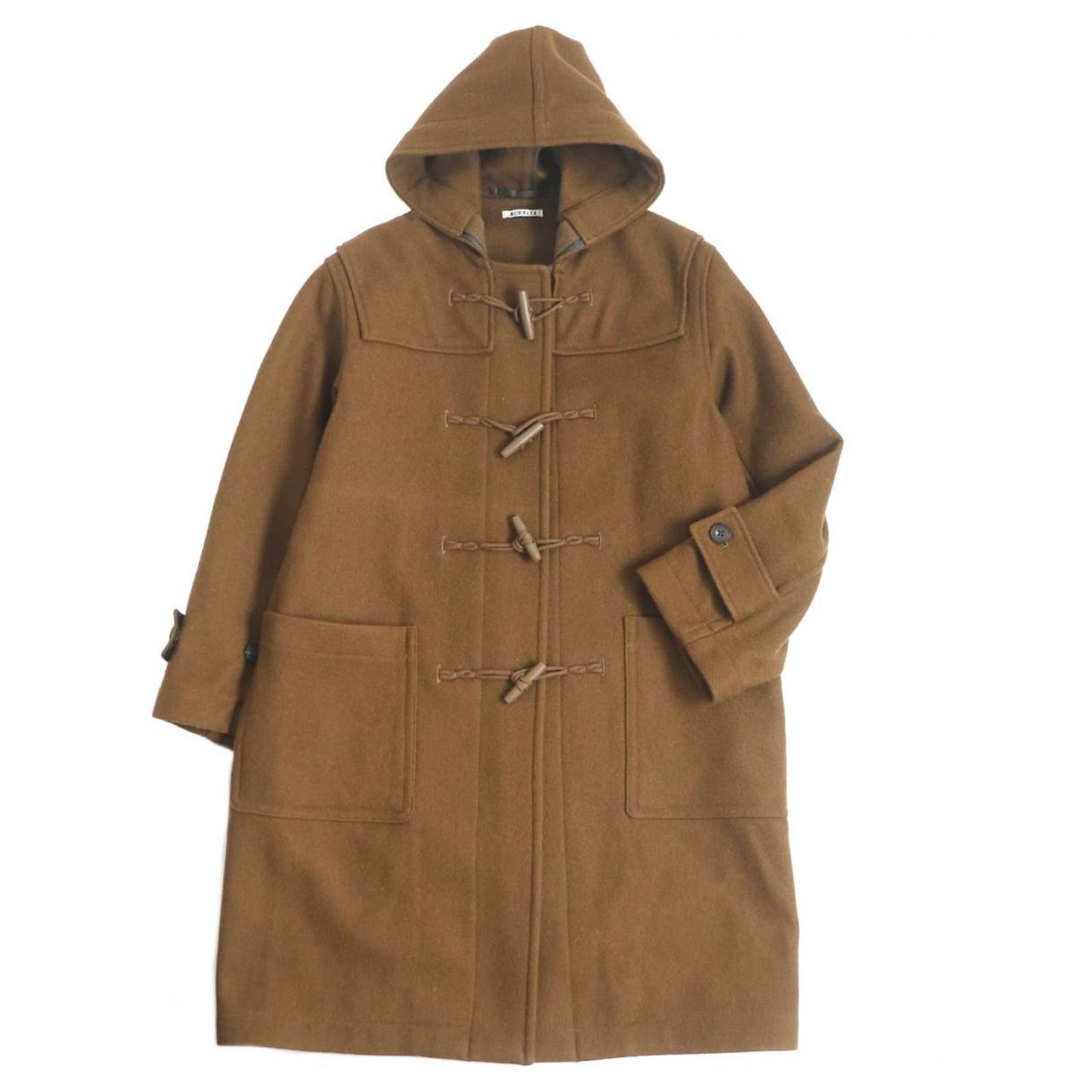 Autre Marque AURALEE Hard Melton Toggle Duffle Coat Brown