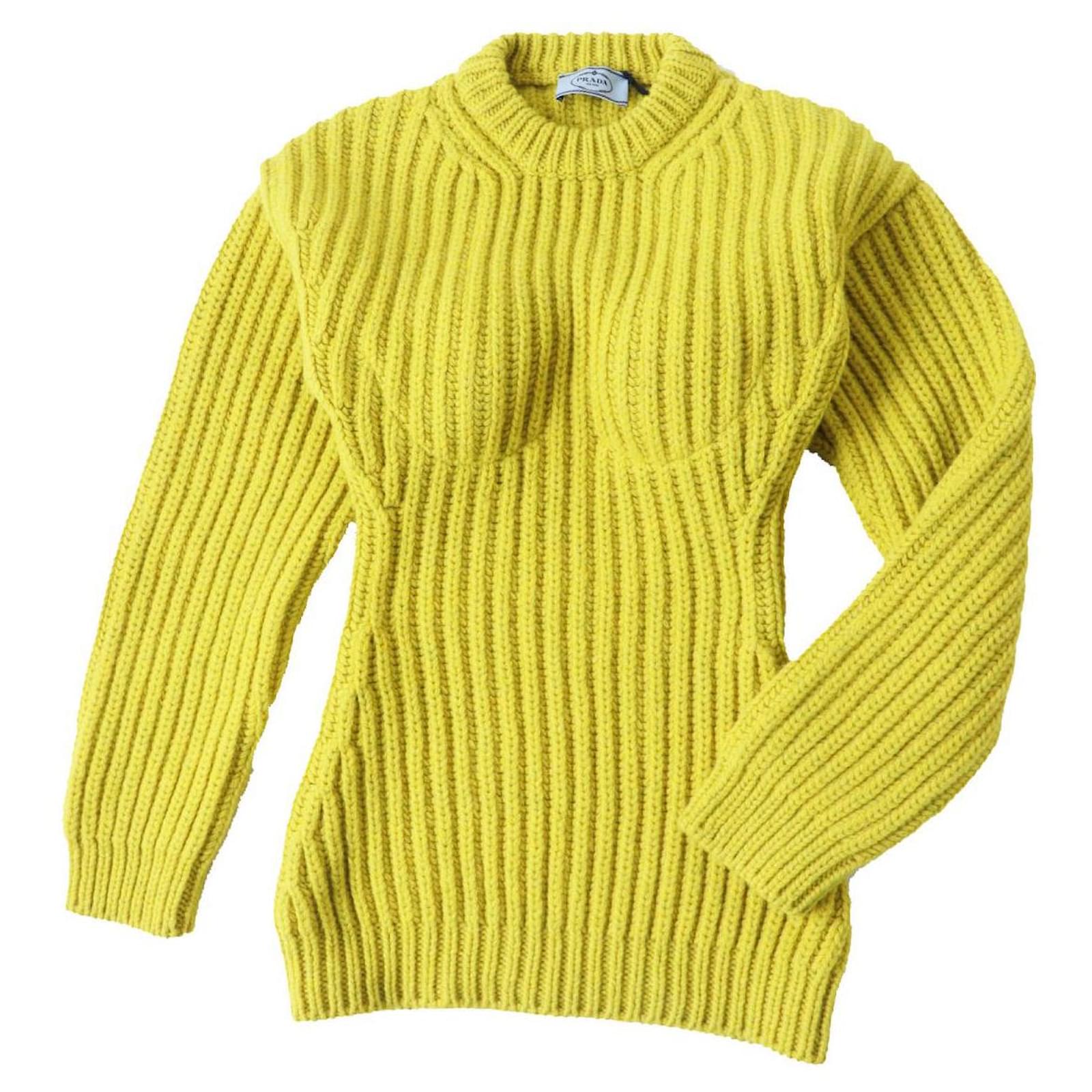 Prada Wool Crew Neck Sweater P24Q1L Yellow Mustard ref.1682759