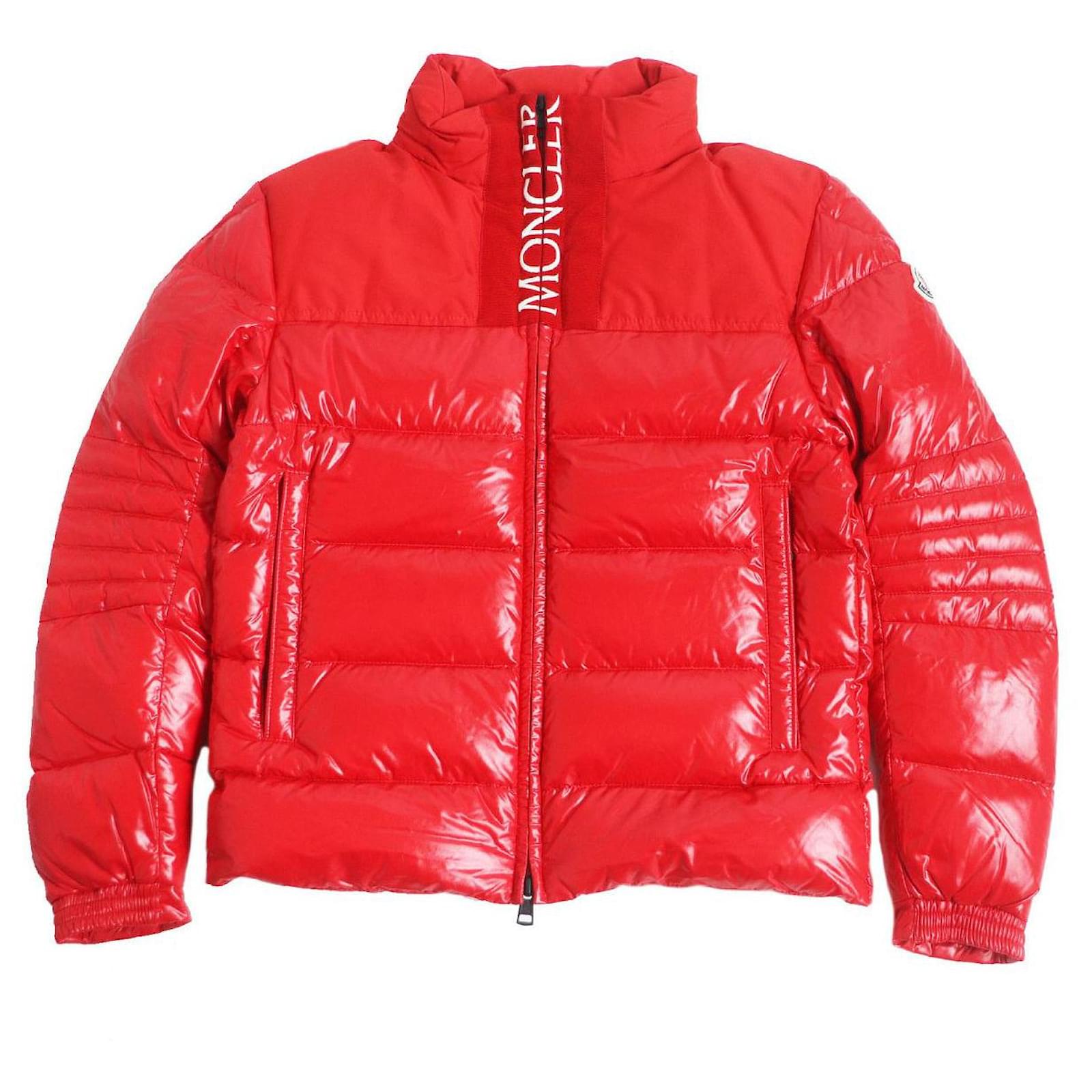 MONCLER / BRUEL/ダウンジャケット/0/ポリエステル/RED/無地/e20914182685 Moncler BRUEL Logo Hooded Down Jacket Red ref.1683030 - Joli Closet
