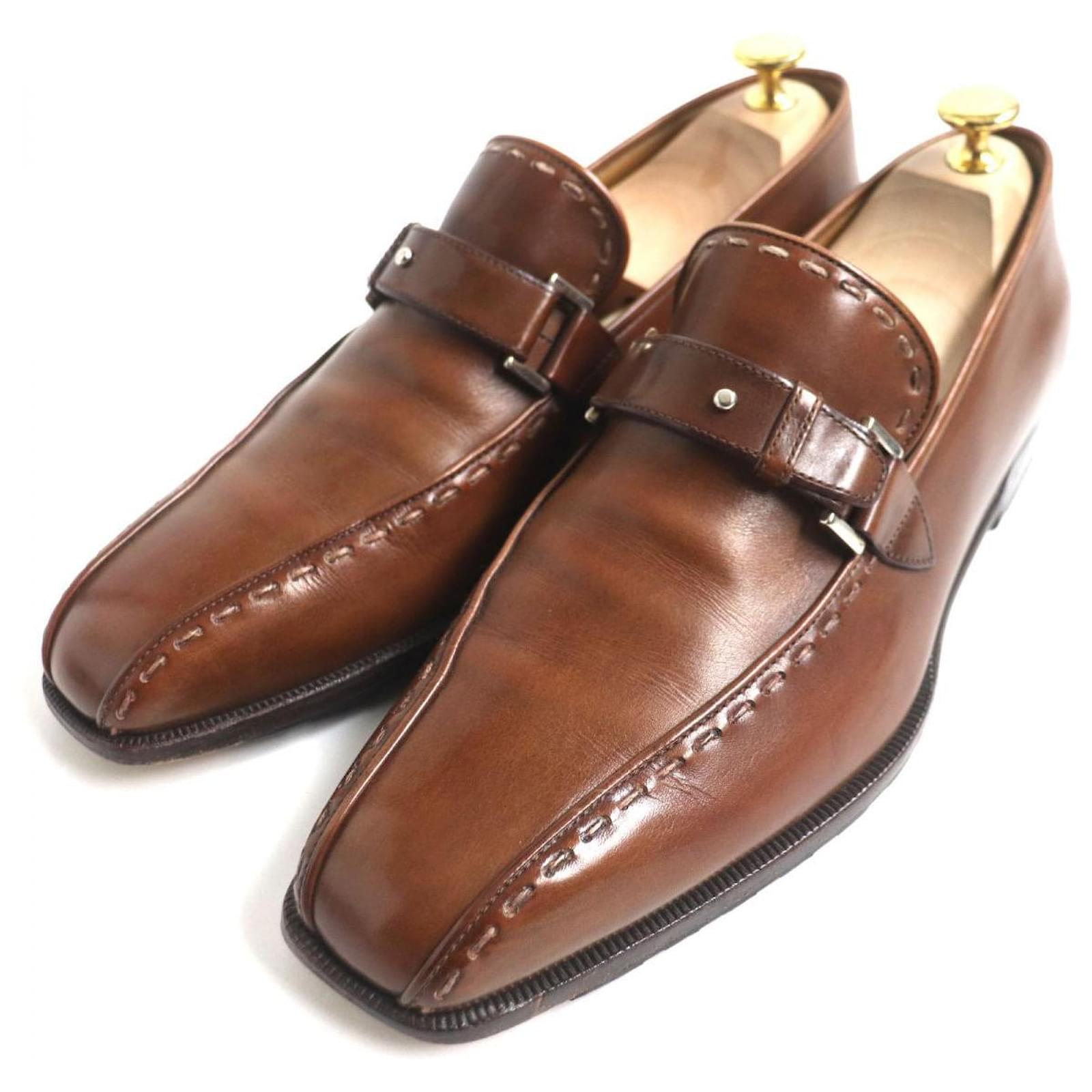 Berluti Dandy Sauvage Monk Strap Leather Shoes Brown 8 ref