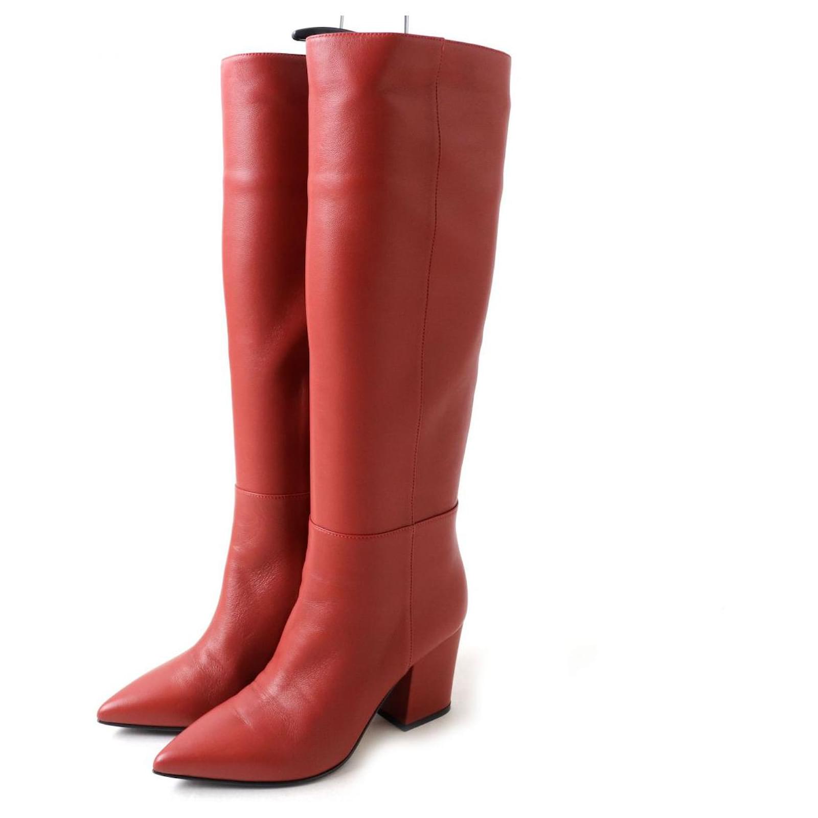 Sergio Rossi Lederstiefel Weinrot Autre Marque Sergio Rossi Damen
