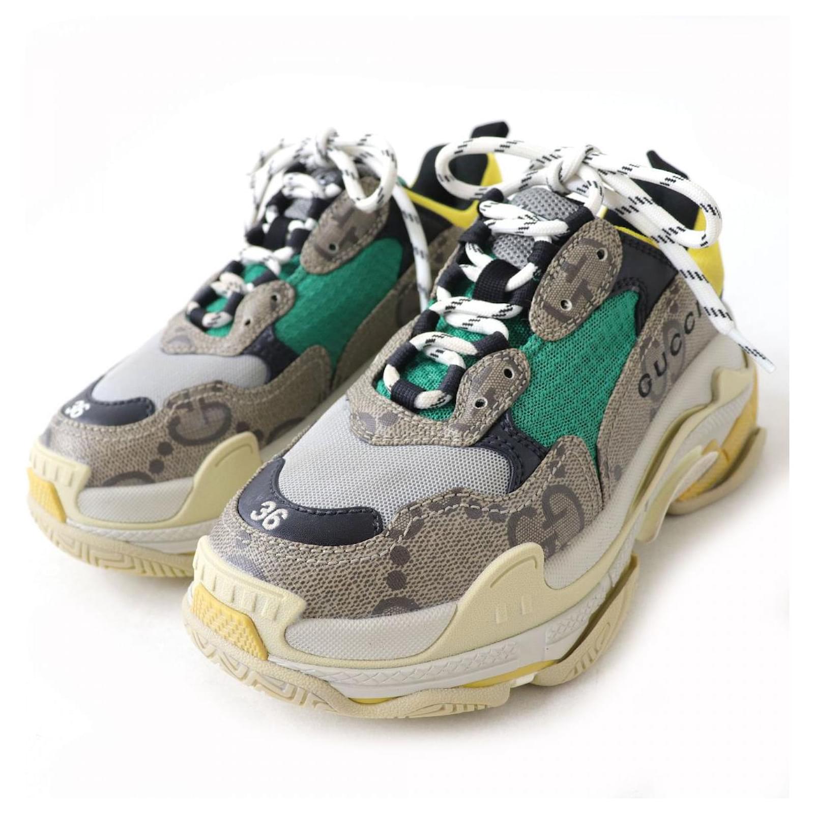 Gucci x Balenciaga Triple S Sneakers Vert Jaune ref.1684002 Joli Closet