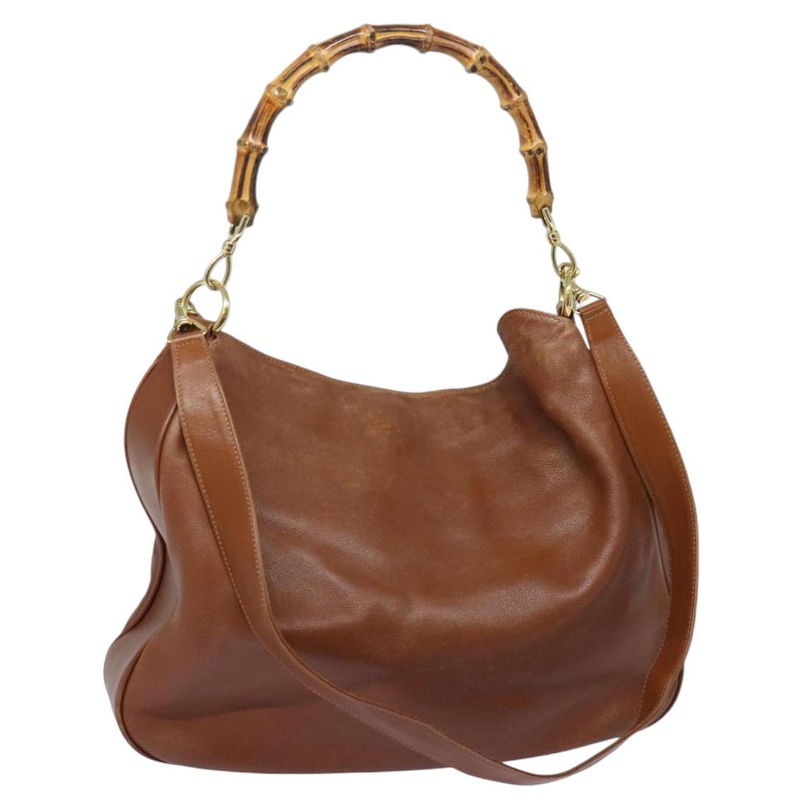 バッグ Gucci Archive Bamboo Leather ShoulderBag GUCCI - Bamboo Ring Half-Moon Red Leather Hobo Shoulder Bag