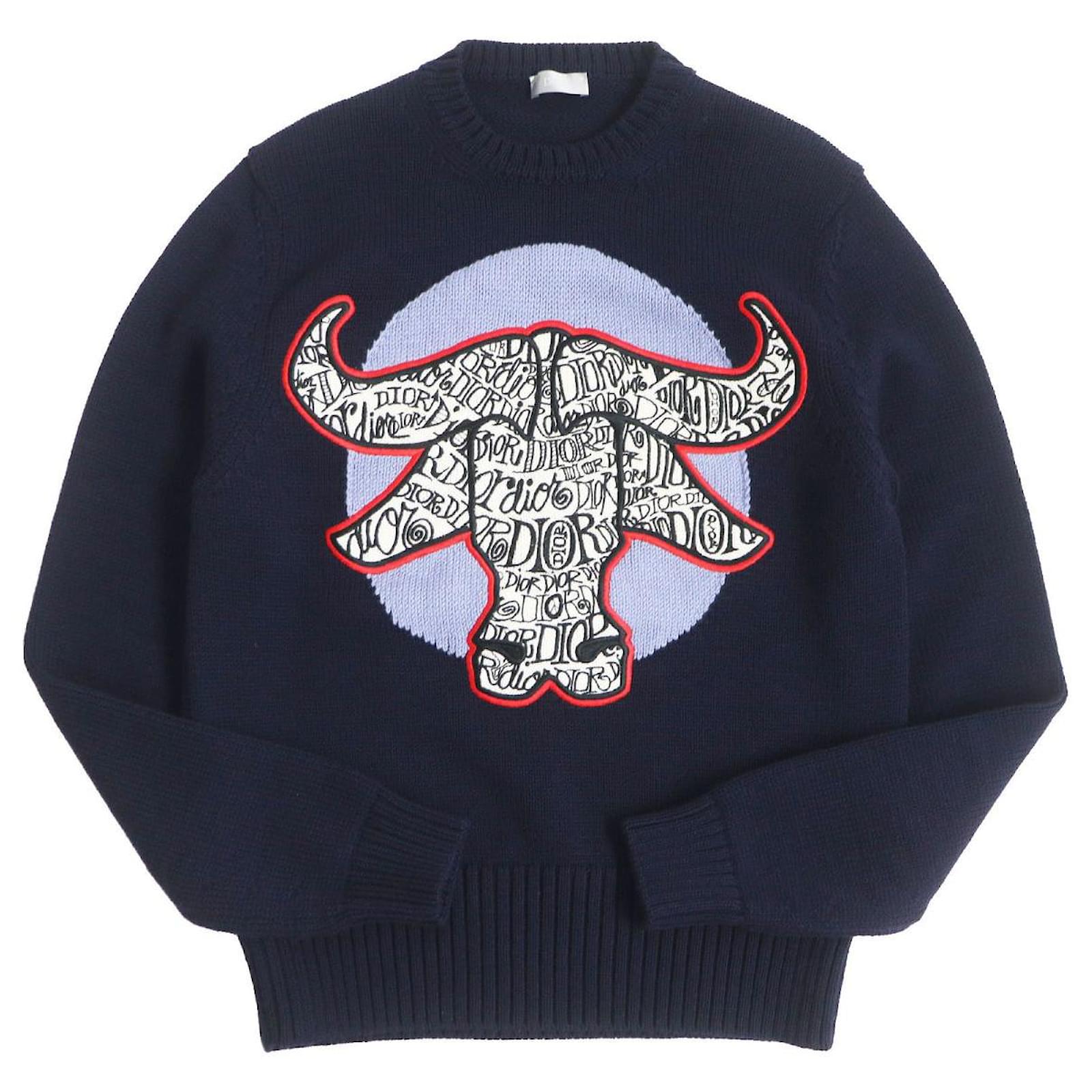 Dior Homme x Shawn Stussy Logo Knit Sweater XS Navy blue