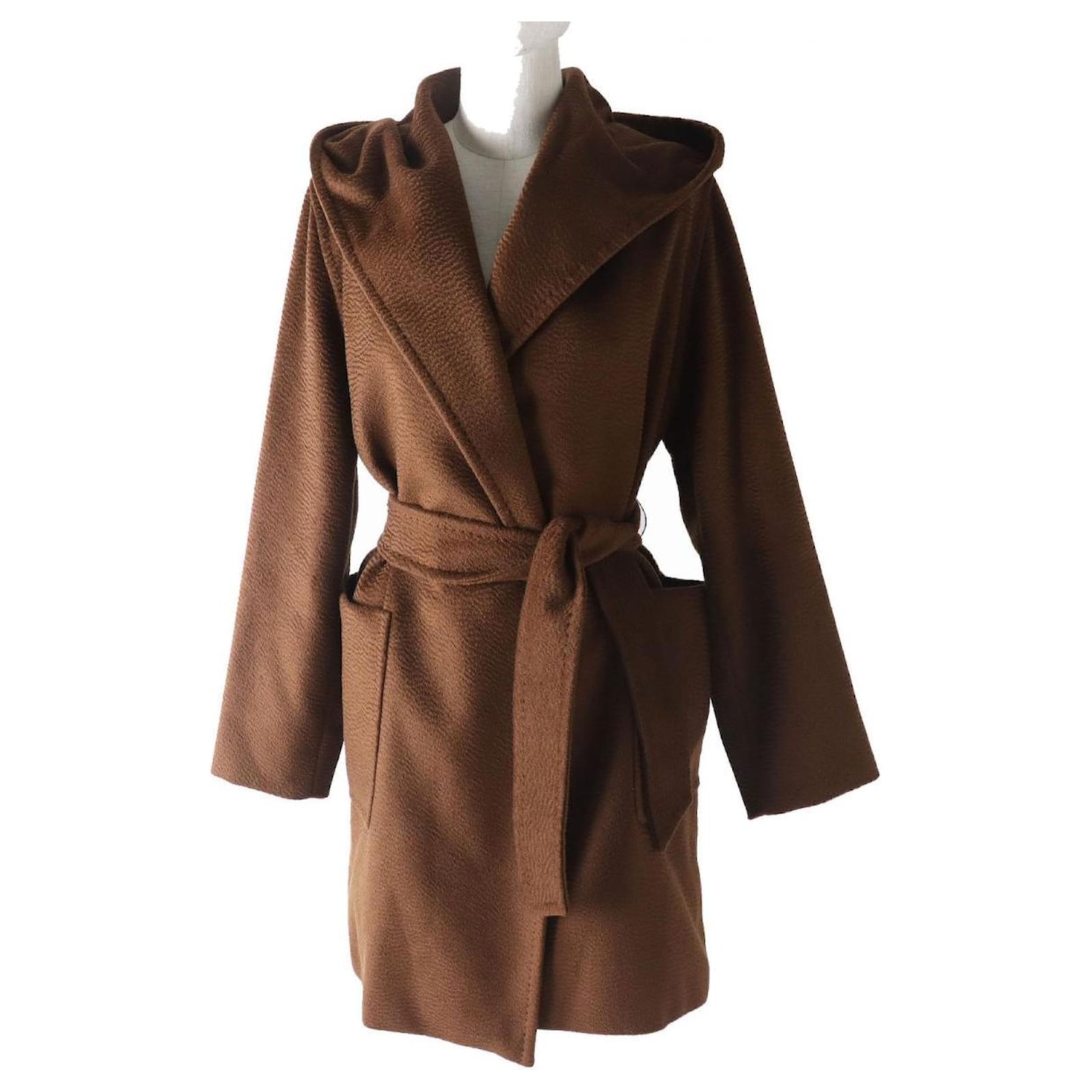 Max Mara MaxMara RIALTO 100% Kamel Kapuzenmantel Braun