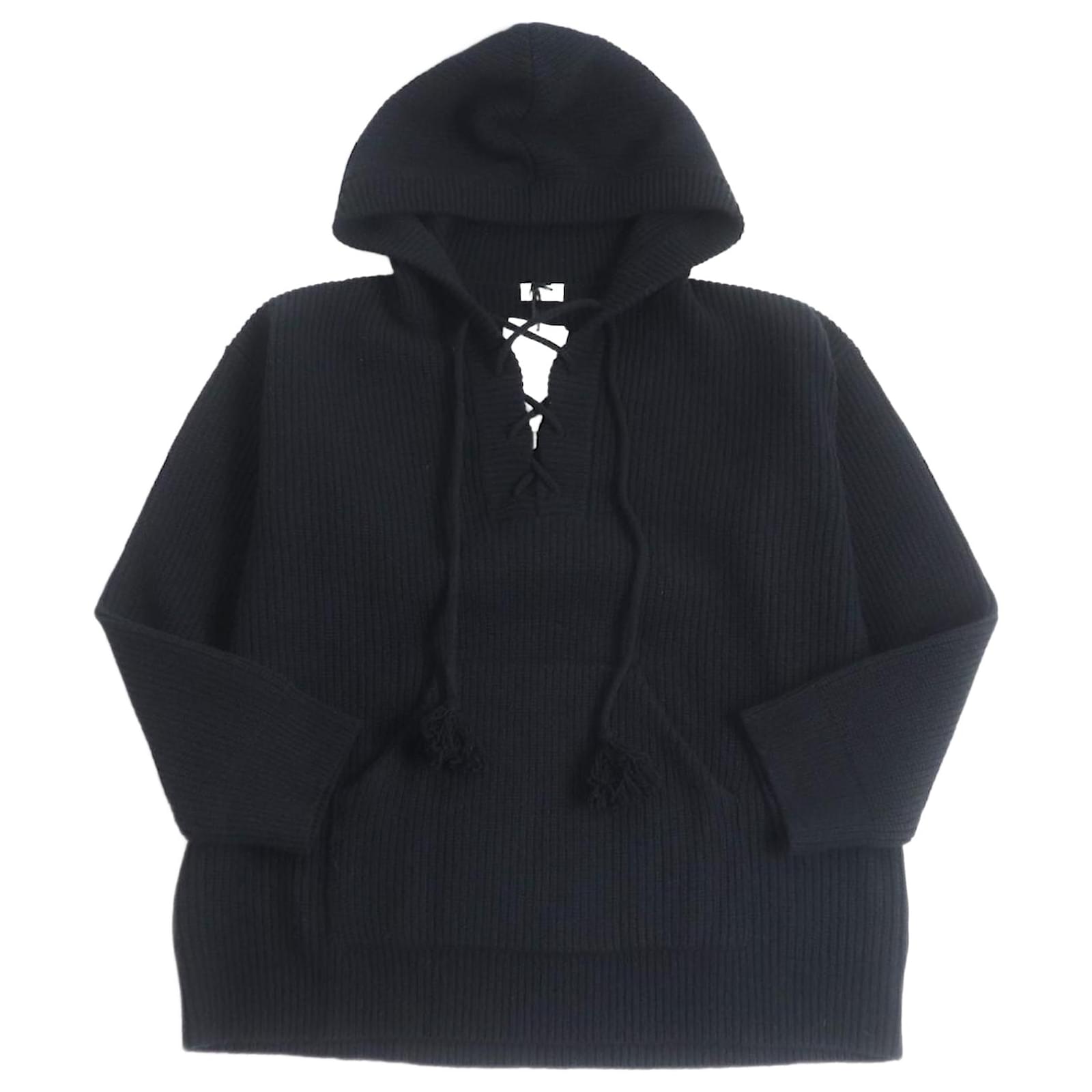 Celine Celine Wool Baja Oversized Knit Hoodie Black ref.1687773 Joli Closet