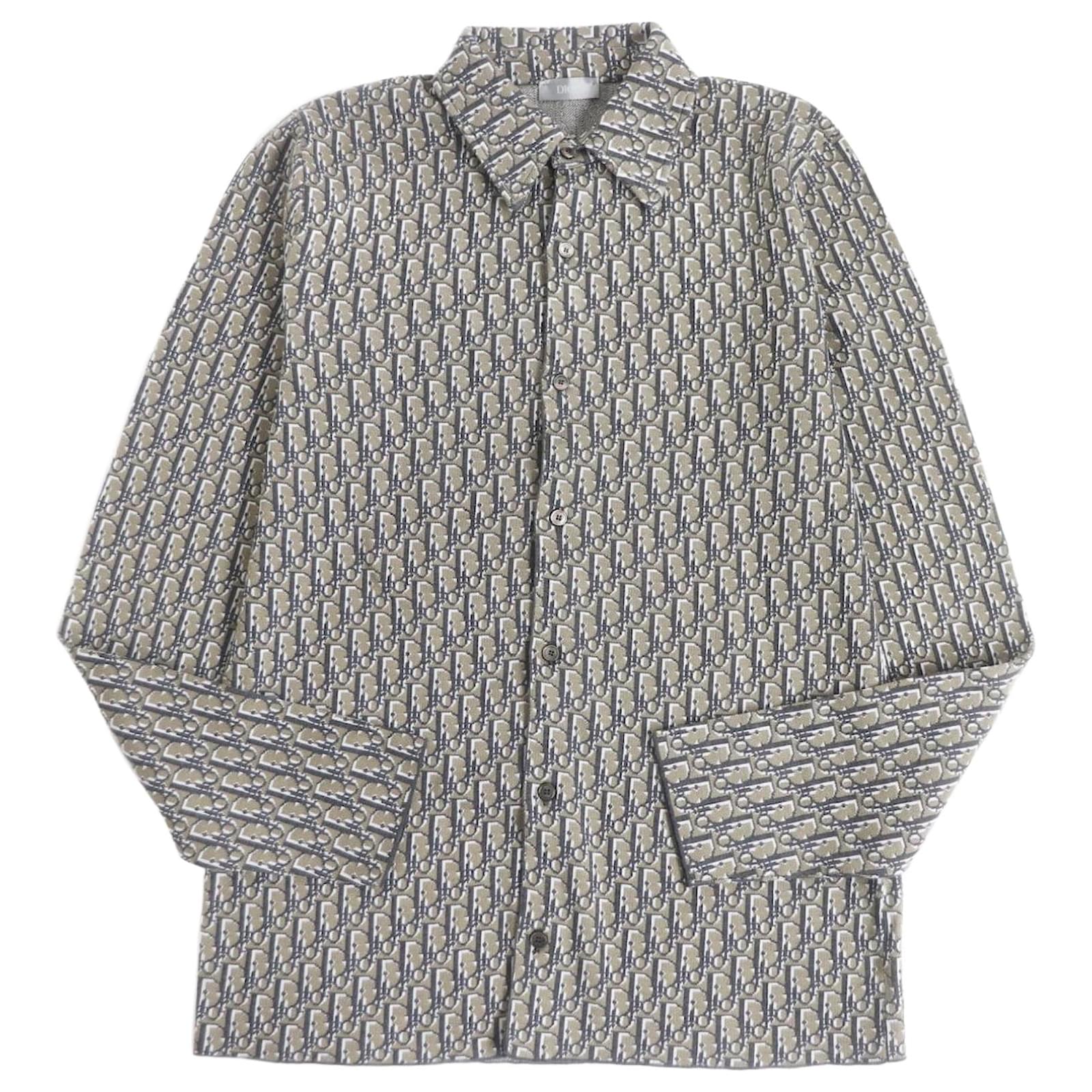 Chemise en tricot à logo oblique Dior XS Beige Coton