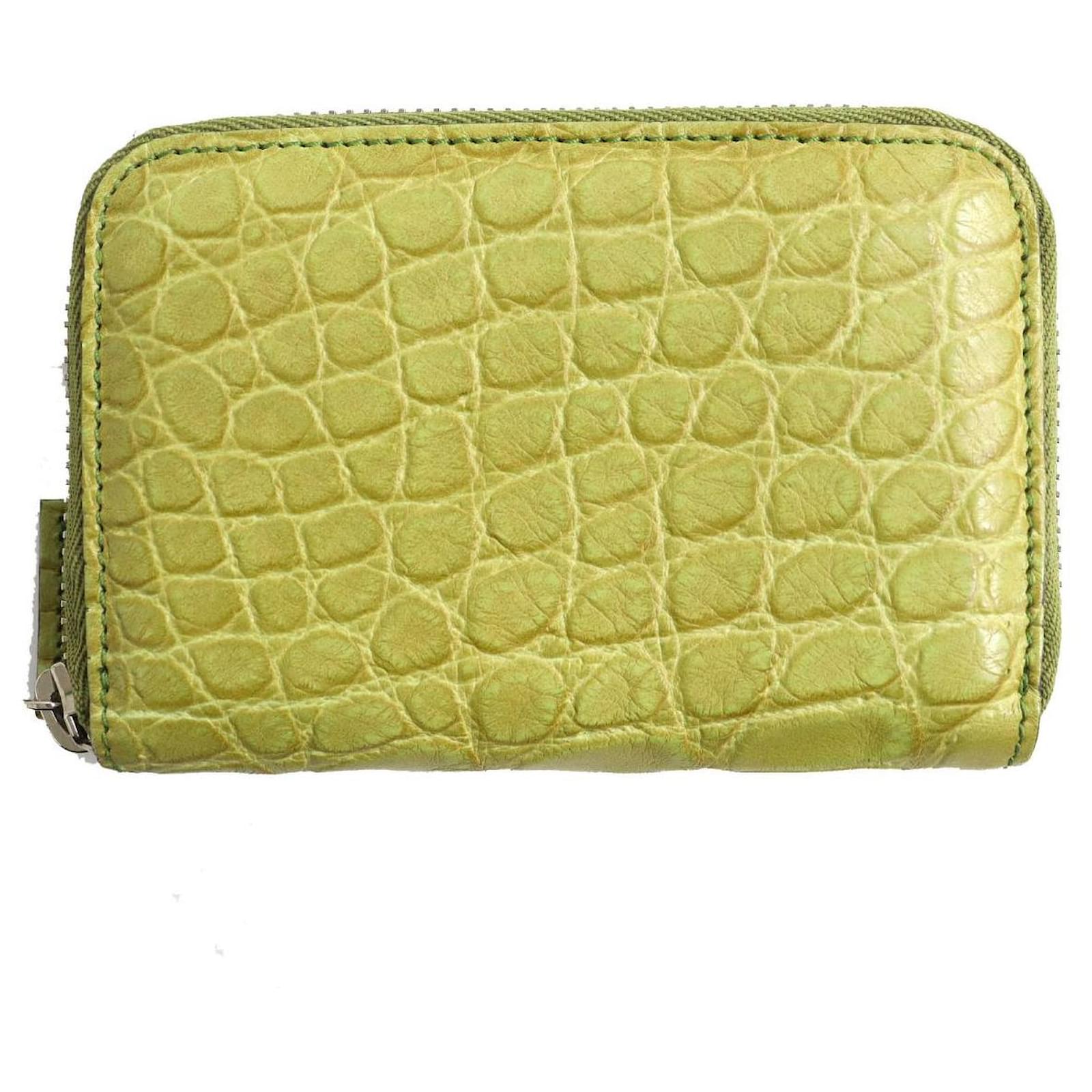 Gucci Crocodile Leather Zip Coin Wallet Yellow ref.1688637 - Joli 