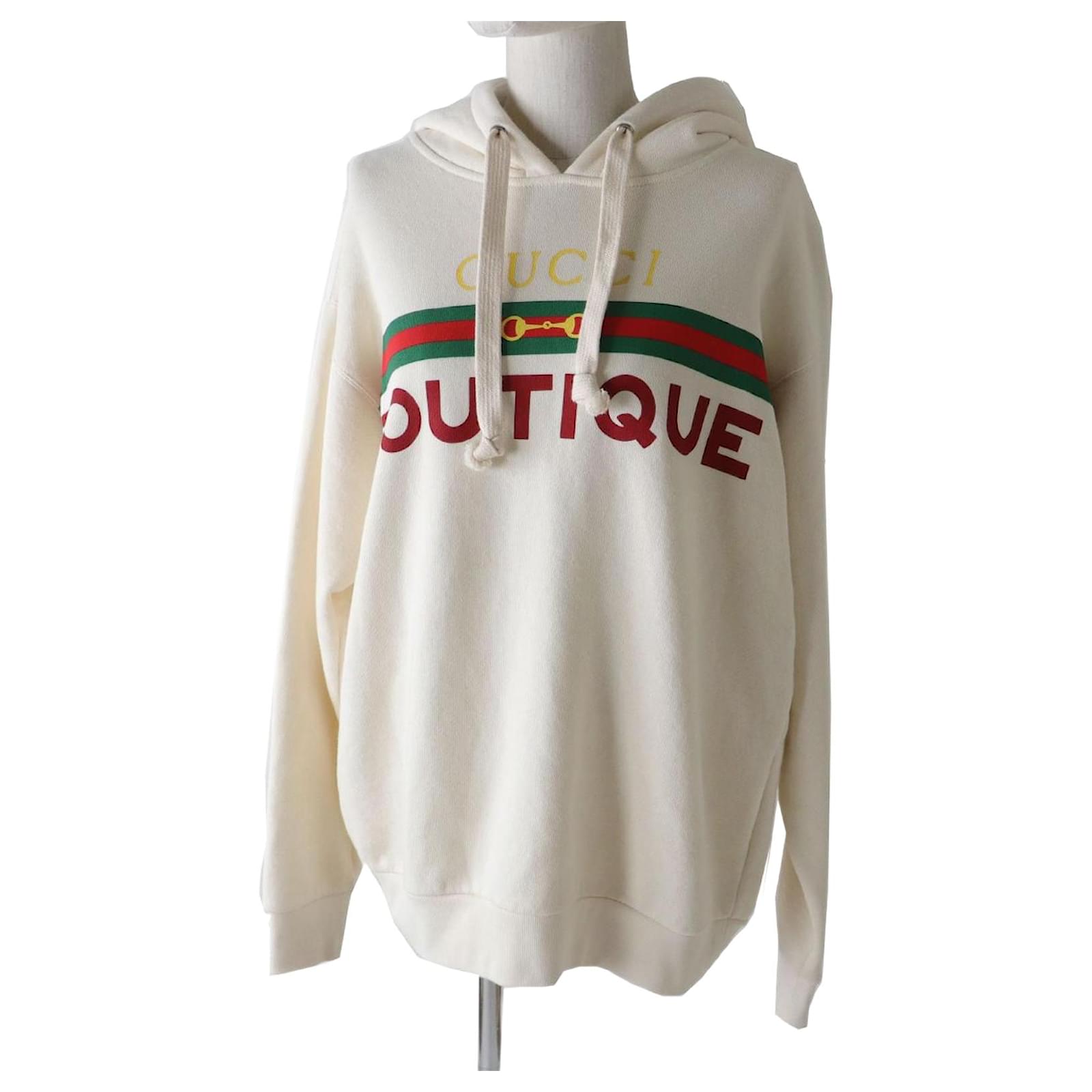 Felpa con cappuccio logo Gucci donna XS Crudo Cotone