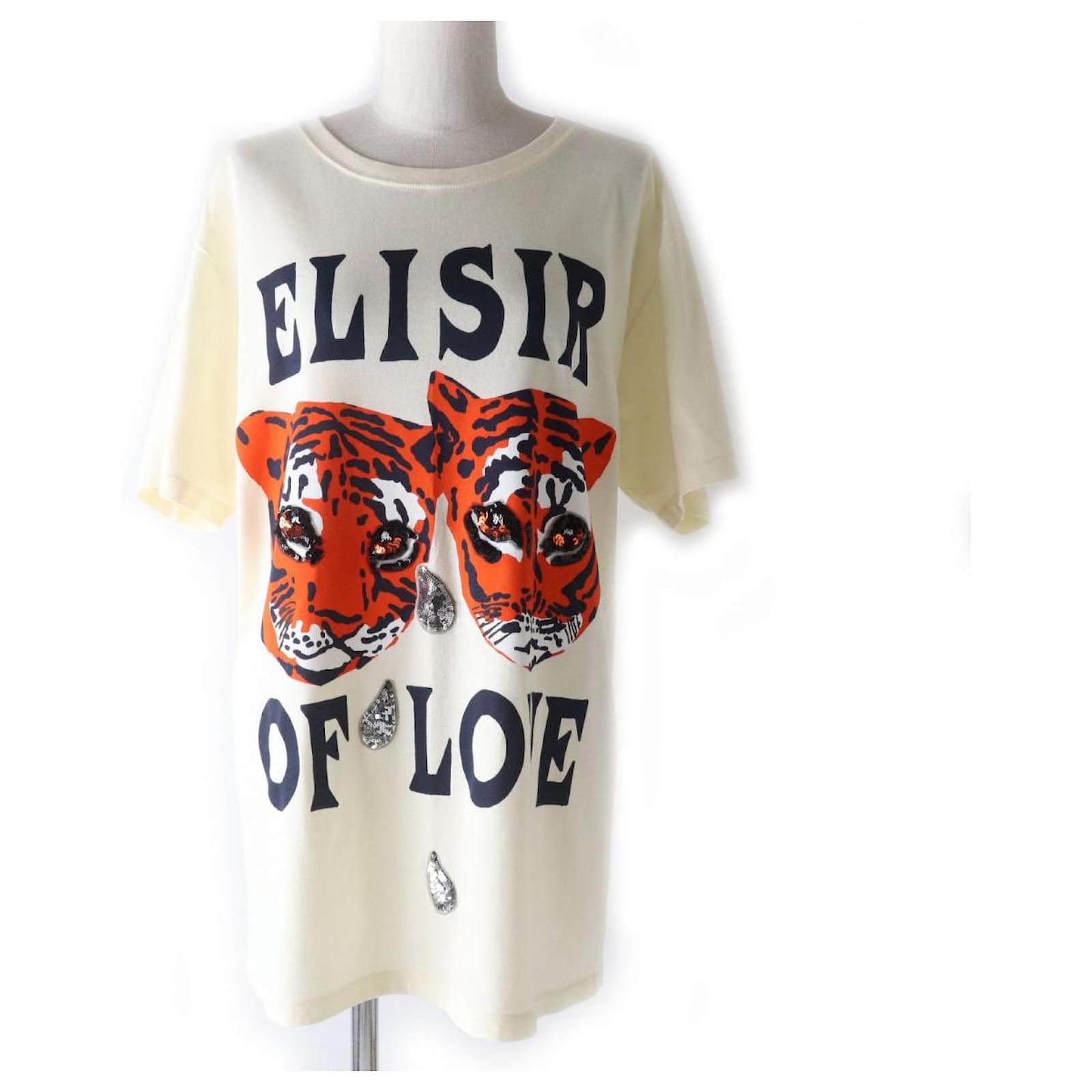 T shirt in cotone con stampa tigre Gucci con paillettes M ref.1689692 Joli Closet