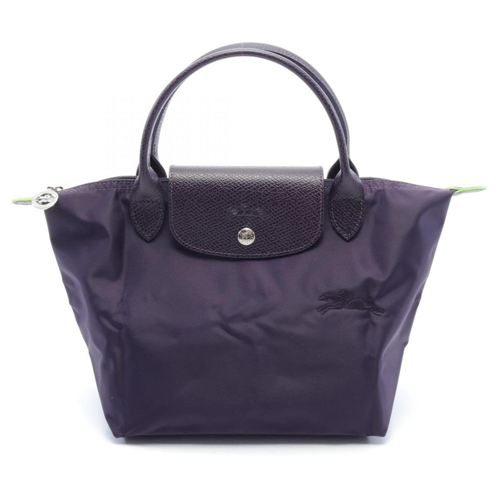 Longchamp Le Pliage Green S Tote Bag Nylon Leather Purple Cloth ref.1690447 Joli Closet