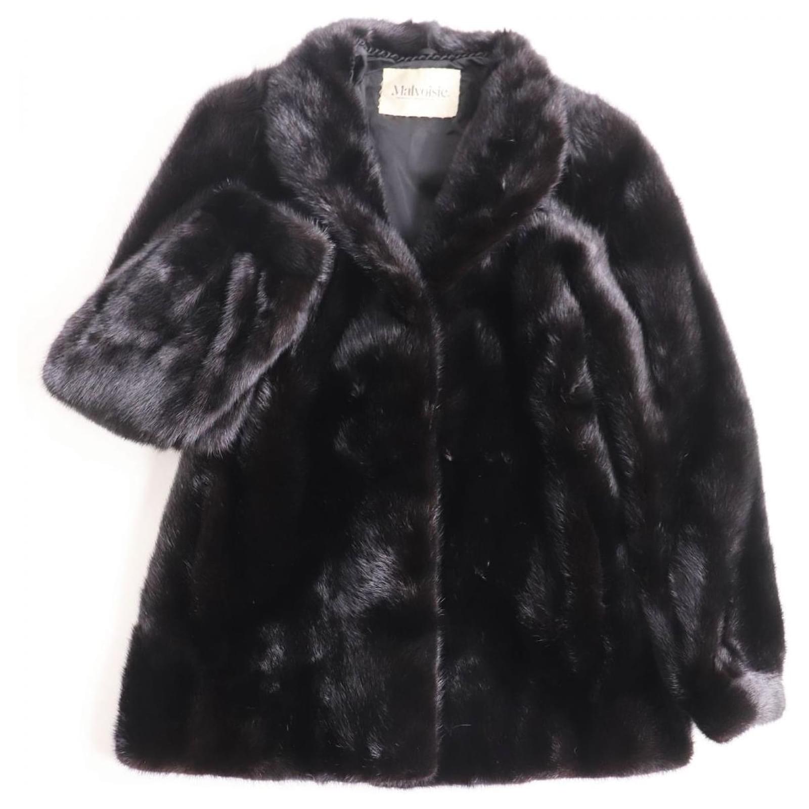 Autre Marque Malvoisie MINK Fur Short Coat Jacket, Black ref