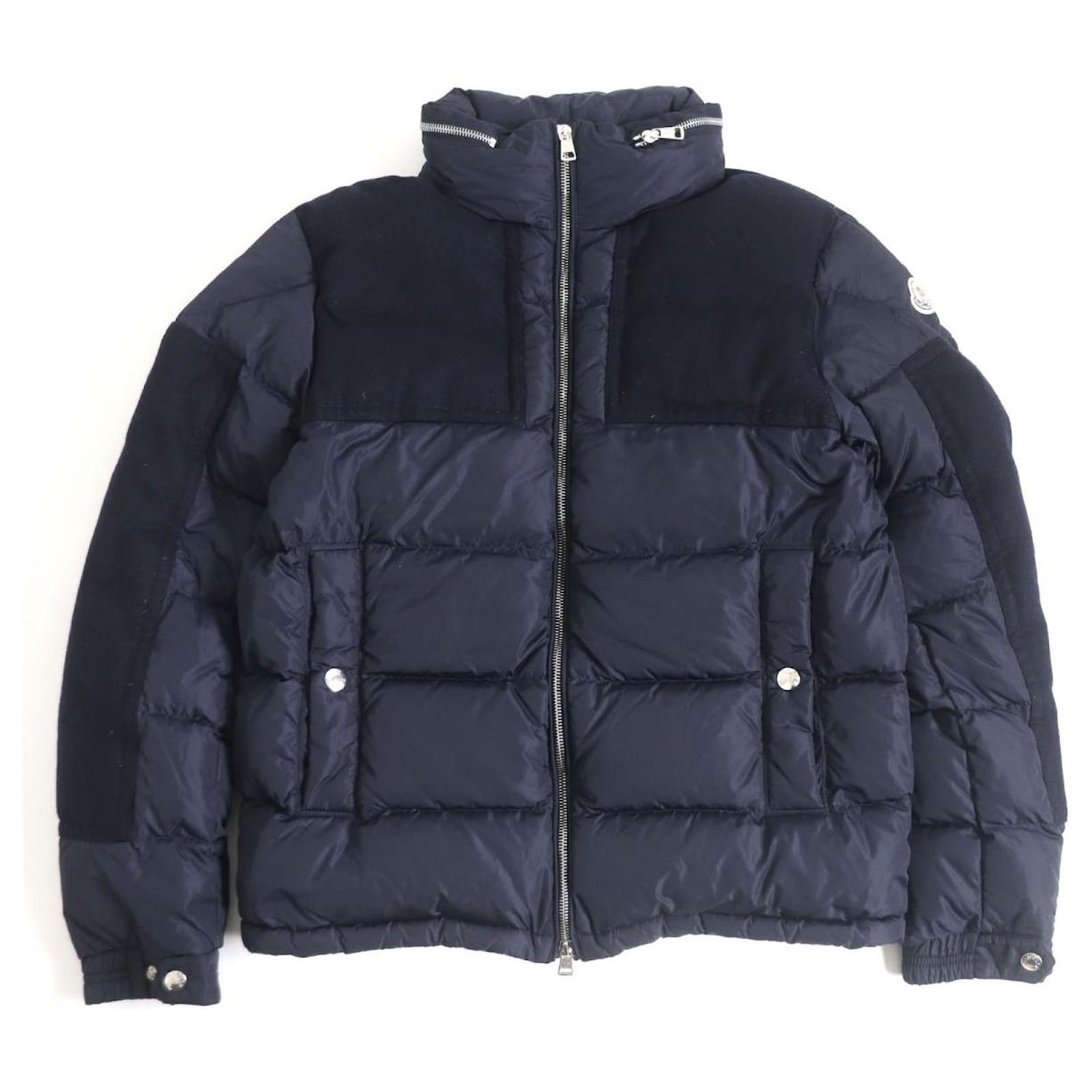 Autre Marque Moncler ARCS Wool Logo Hooded Down Jacket Navy ref 