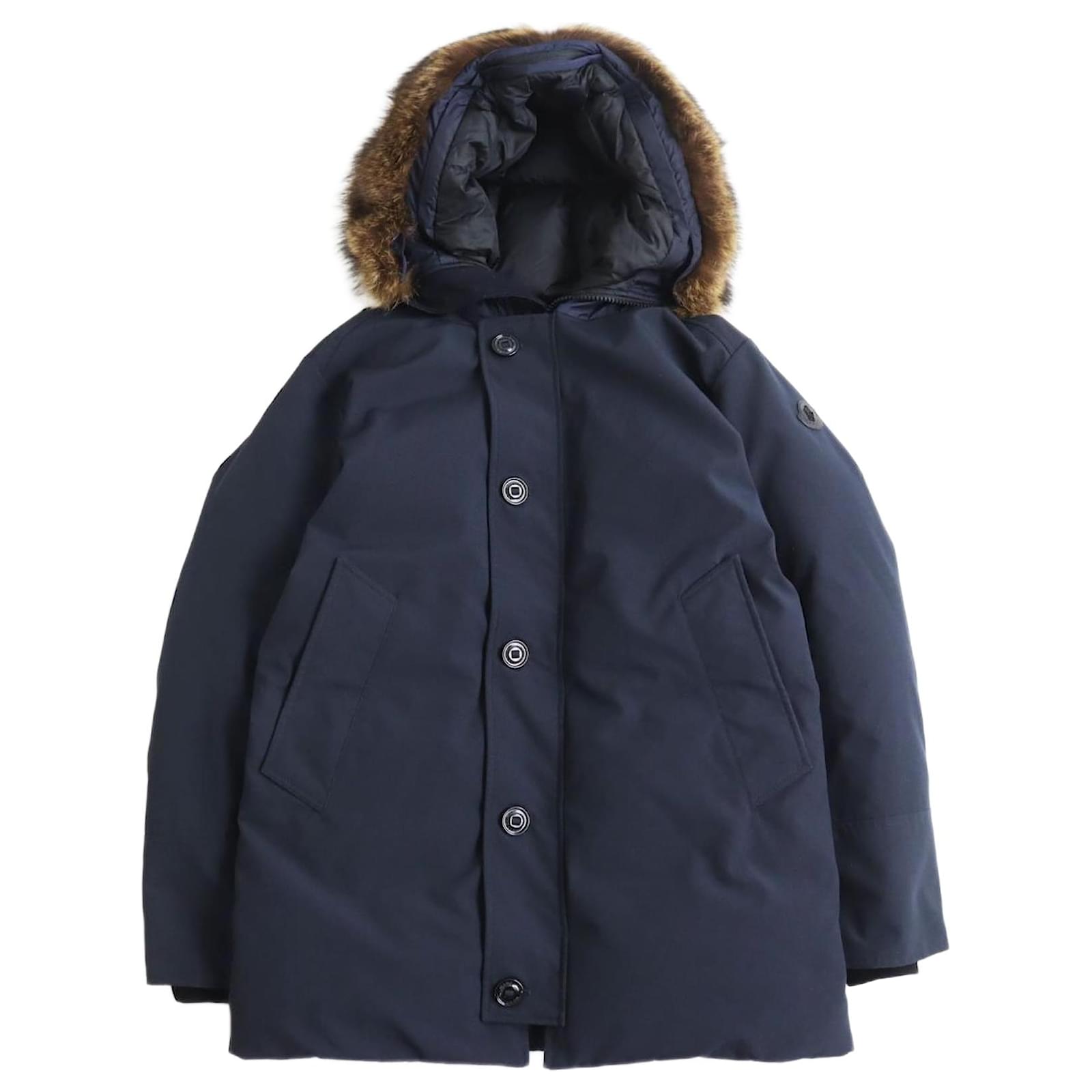 Moncler POLA Fur Hooded Down Jacket Navy Navy blue ref.1691973 Joli Closet