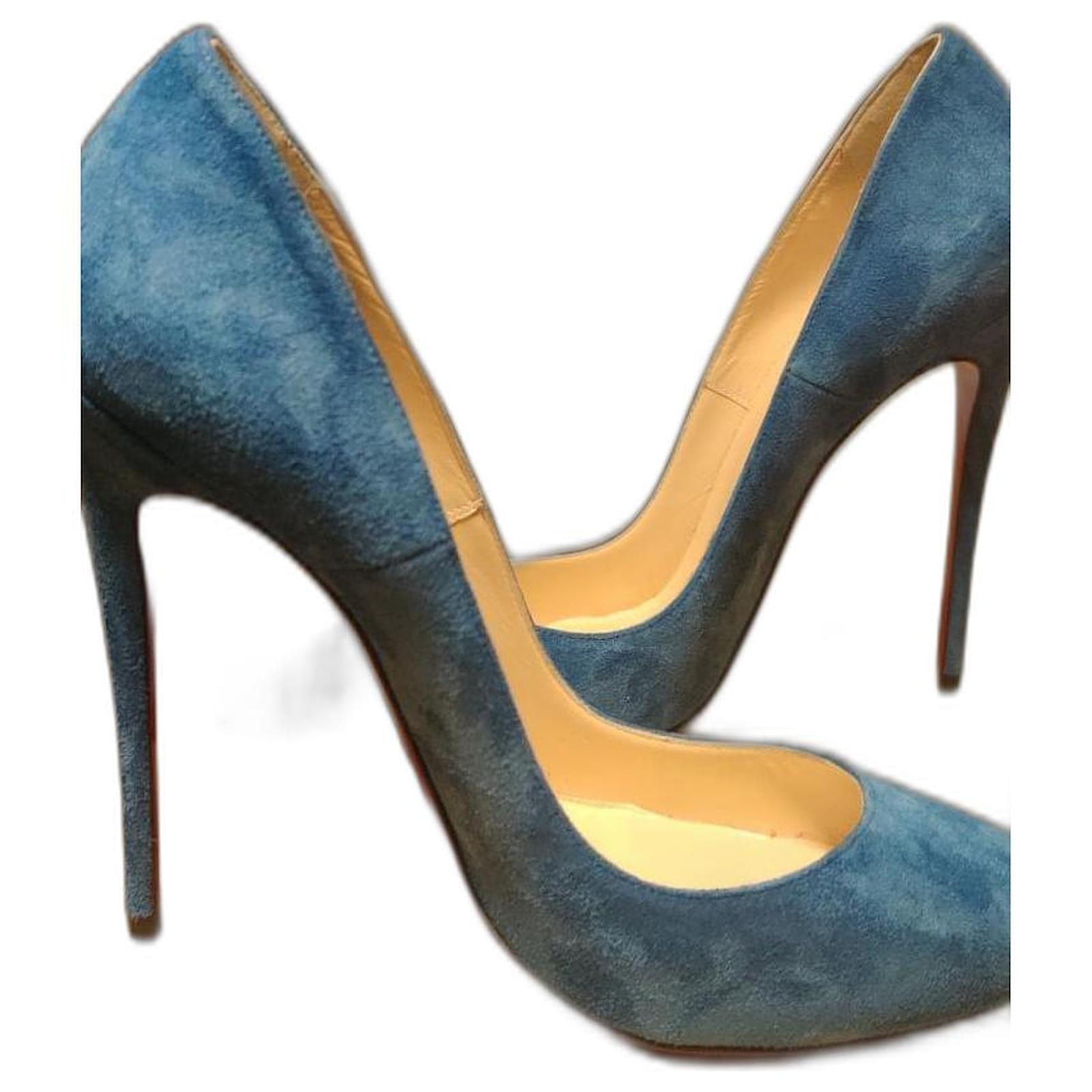 Blue suede louboutin heels on sale