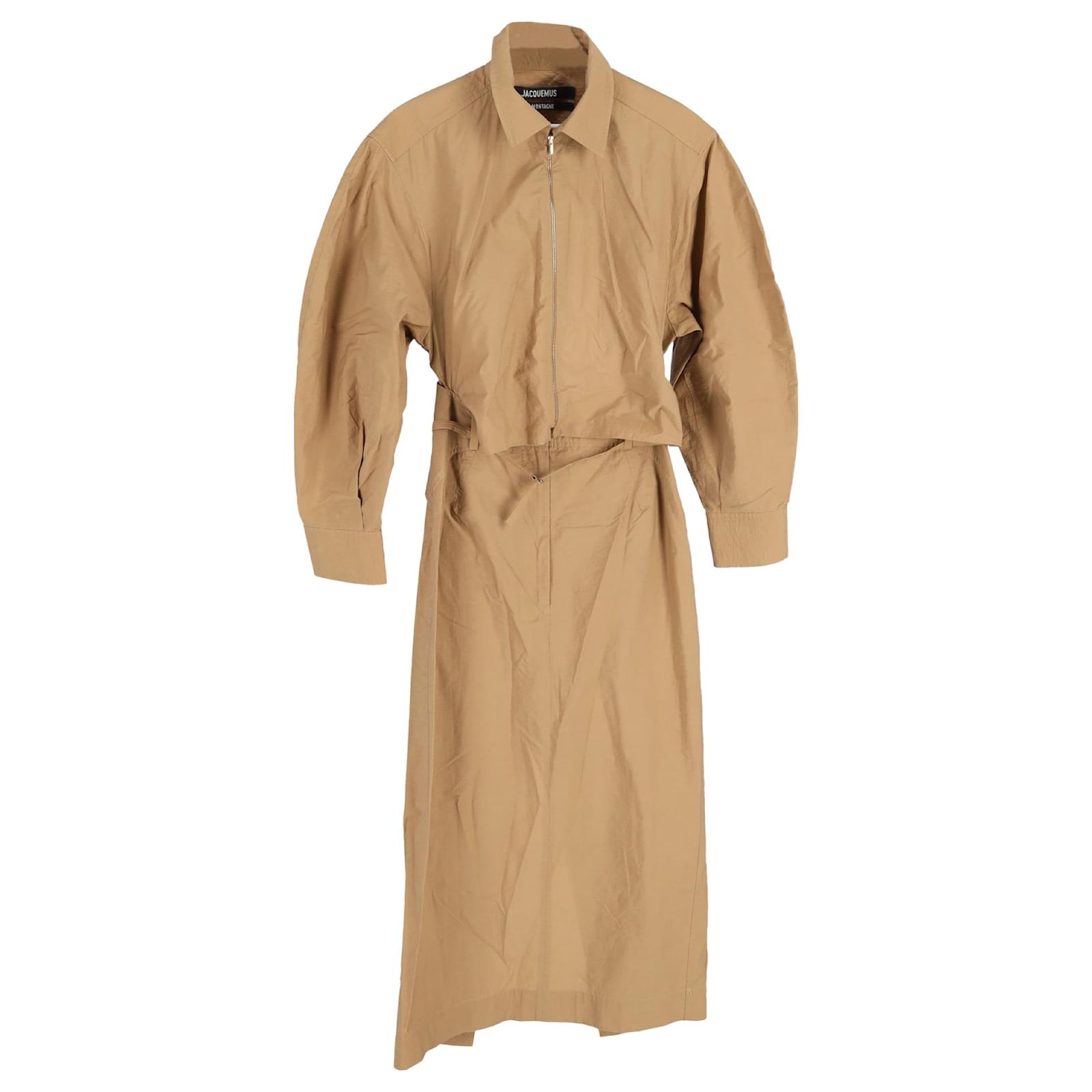 Jacquemus La Montagne Uzco Midi Cutout Puffed-Sleeves Dress in Brown Cotton  ref.1693759 - Joli Closet