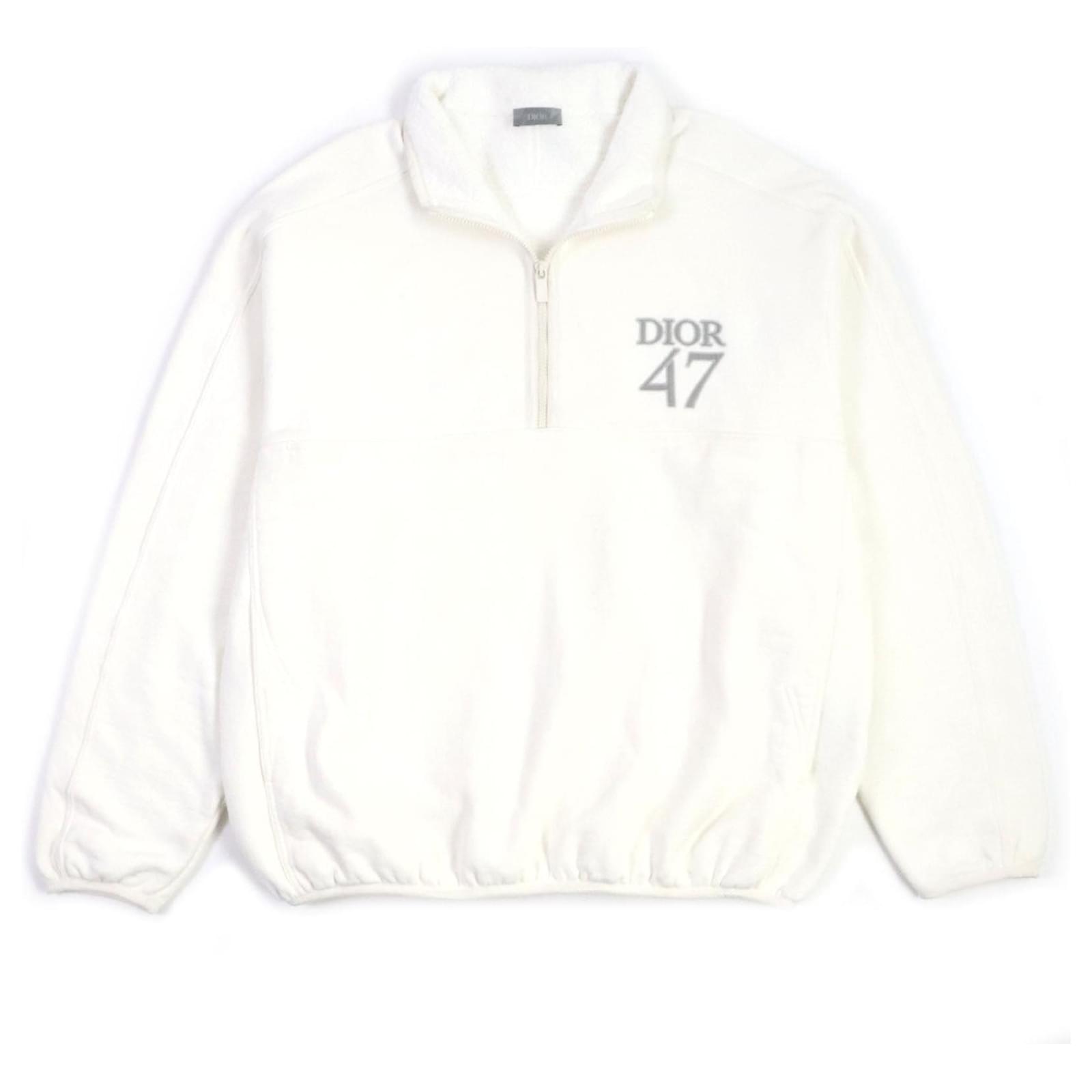 Dior Cotton XL Logo Half-Zip Pullover Sweatshirt White ref.1694790