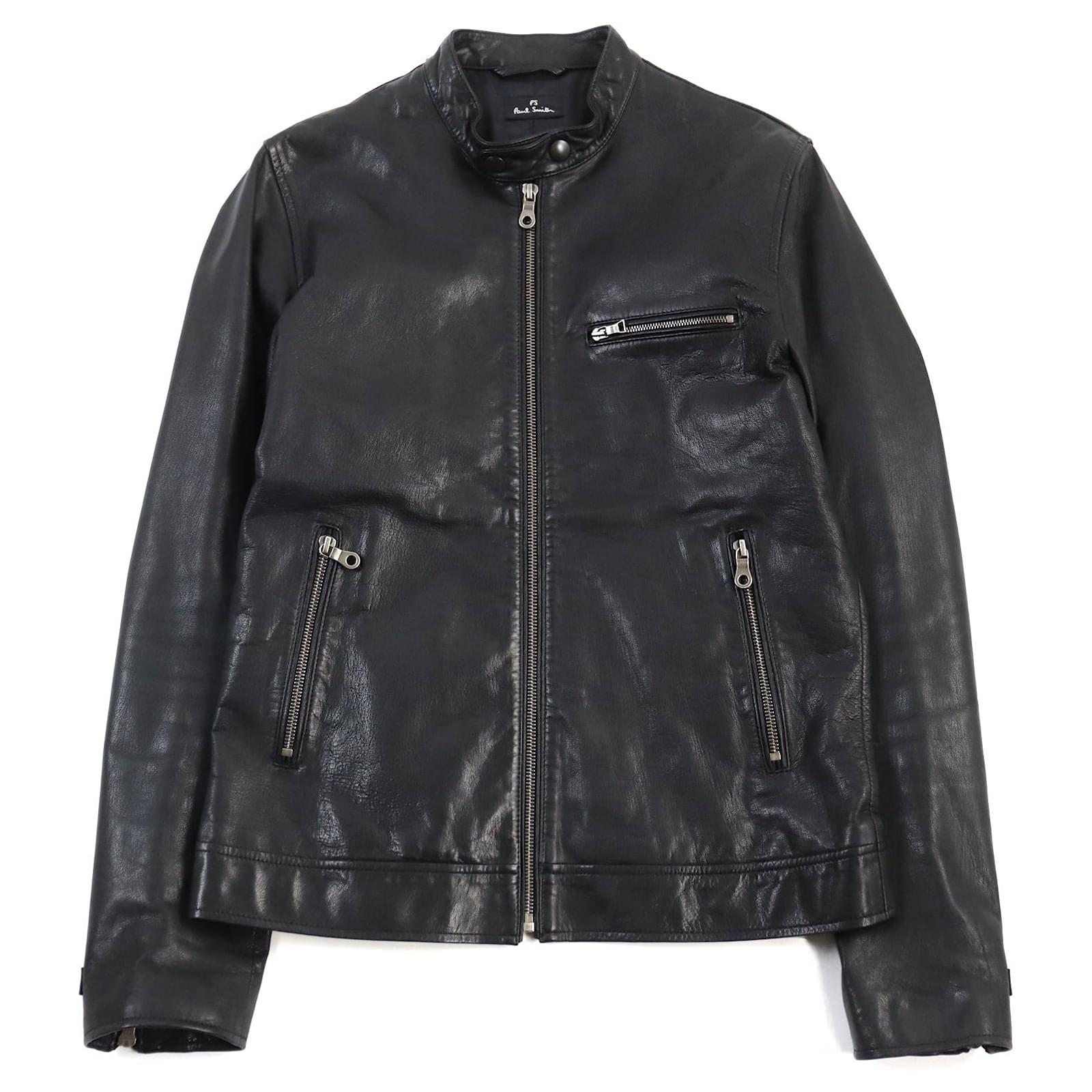 Autre Marque Veste en cuir d'agneau à col montant Paul Smith M