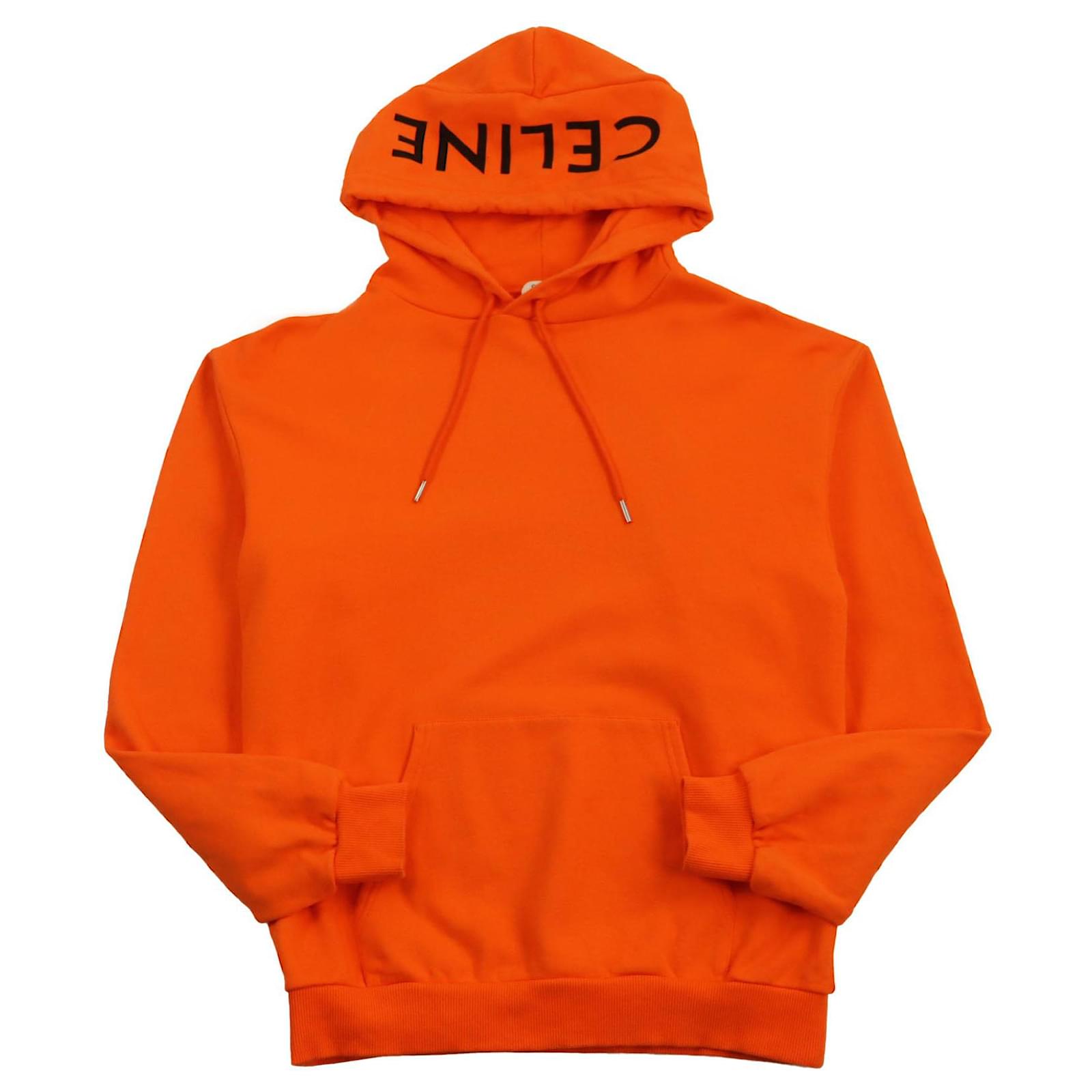 Céline Celine Cotton Loose Hoodie Sweatshirt Orange M ref.1696593