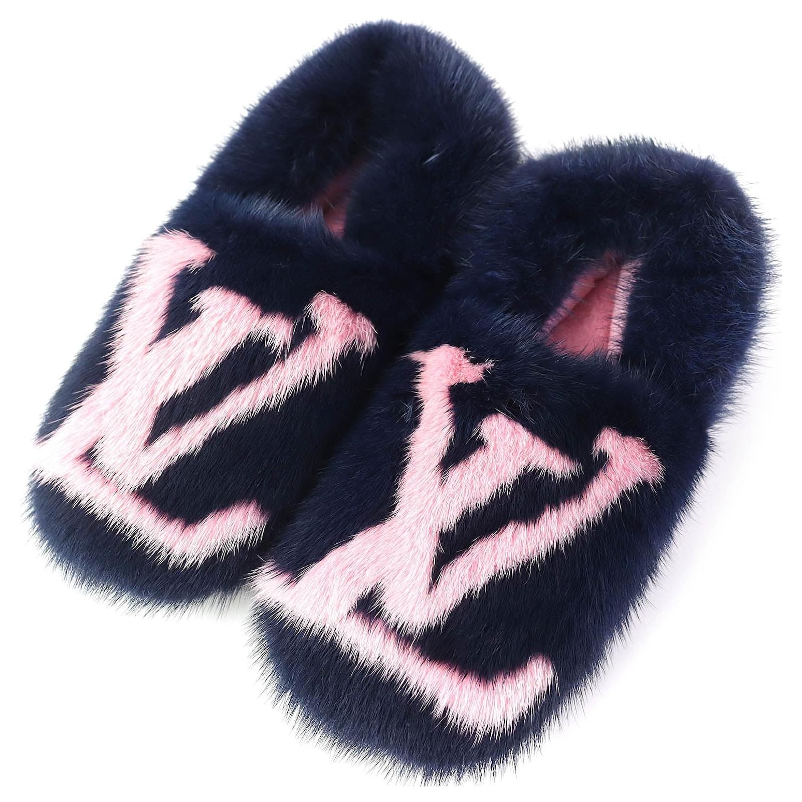 Designer Slippers Louis V Fur Slippers Luxury Furry Slippers