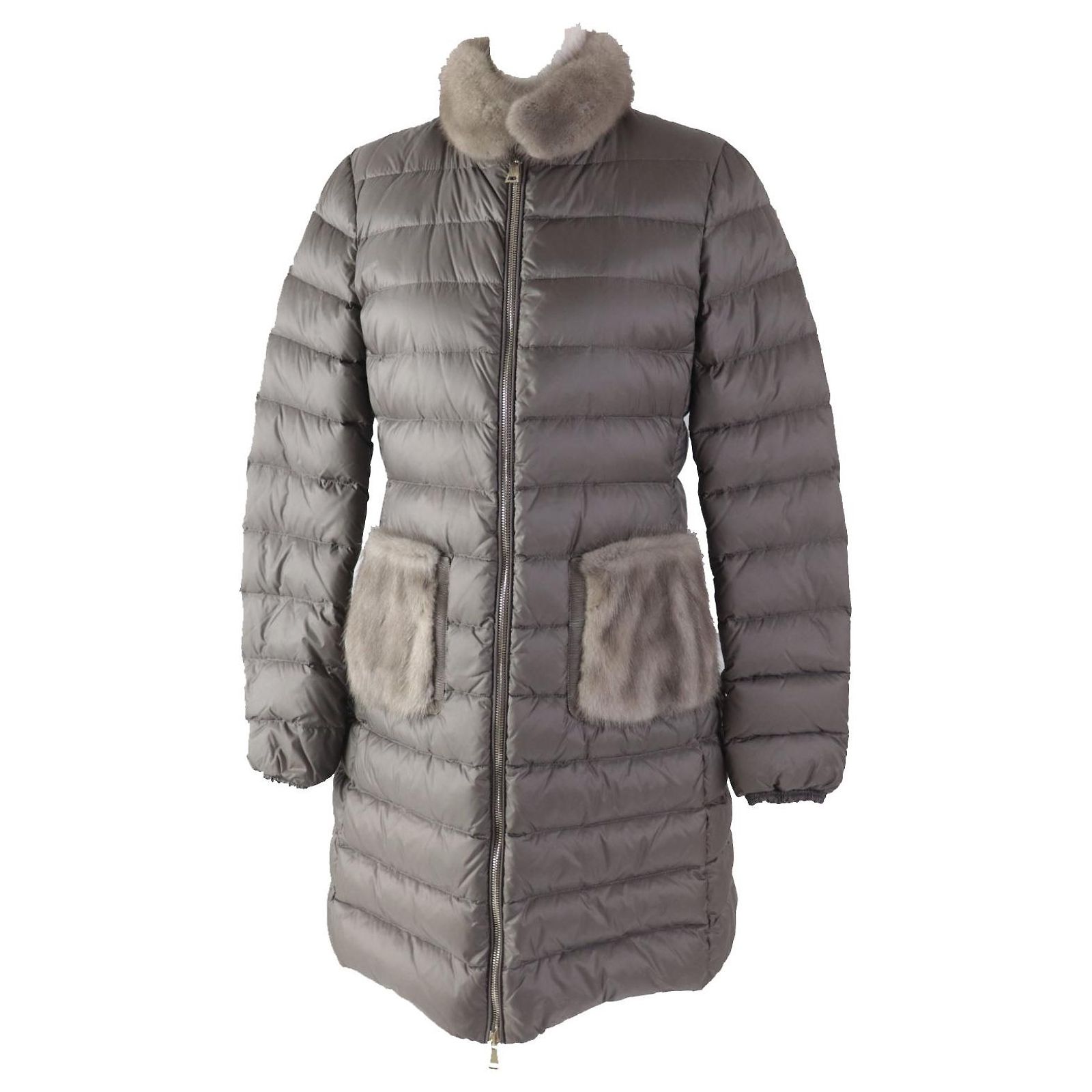 Moncler Nylon Down Coat with Mink Fur Brown Cloth ref.JC1698734 