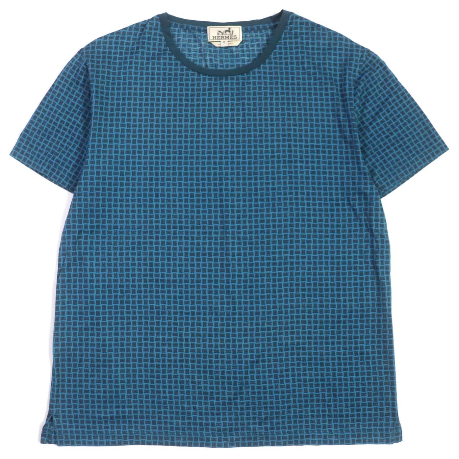 Hermès Hermes H Logo Cotton T-shirt Blue M ref.1701849