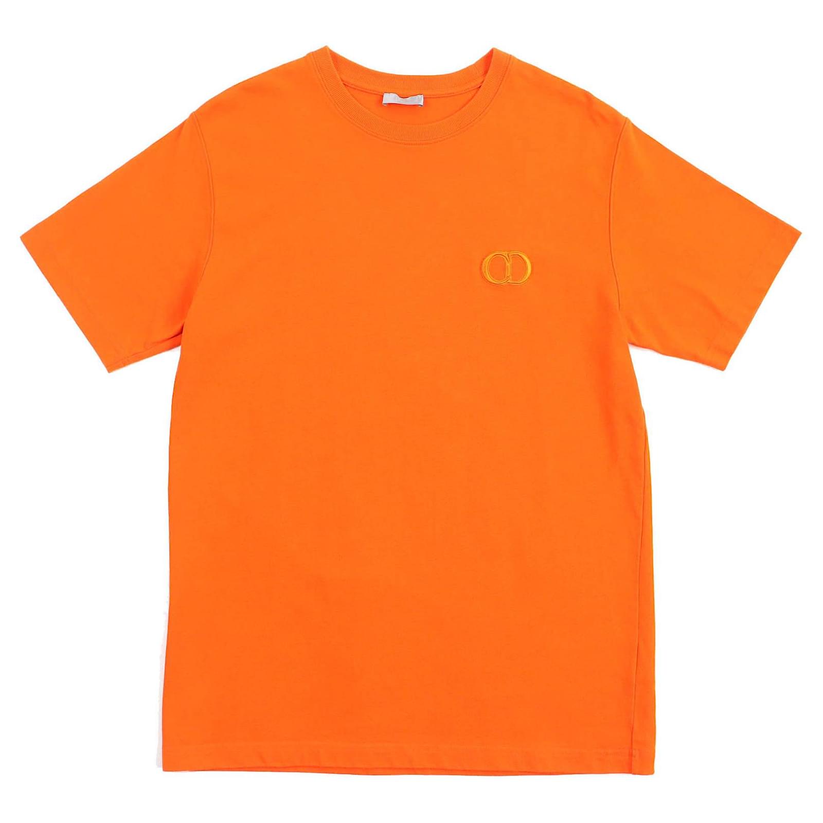 Dior CD ICON Embroidered Logo T-shirt Orange L Cotton ref.1703193