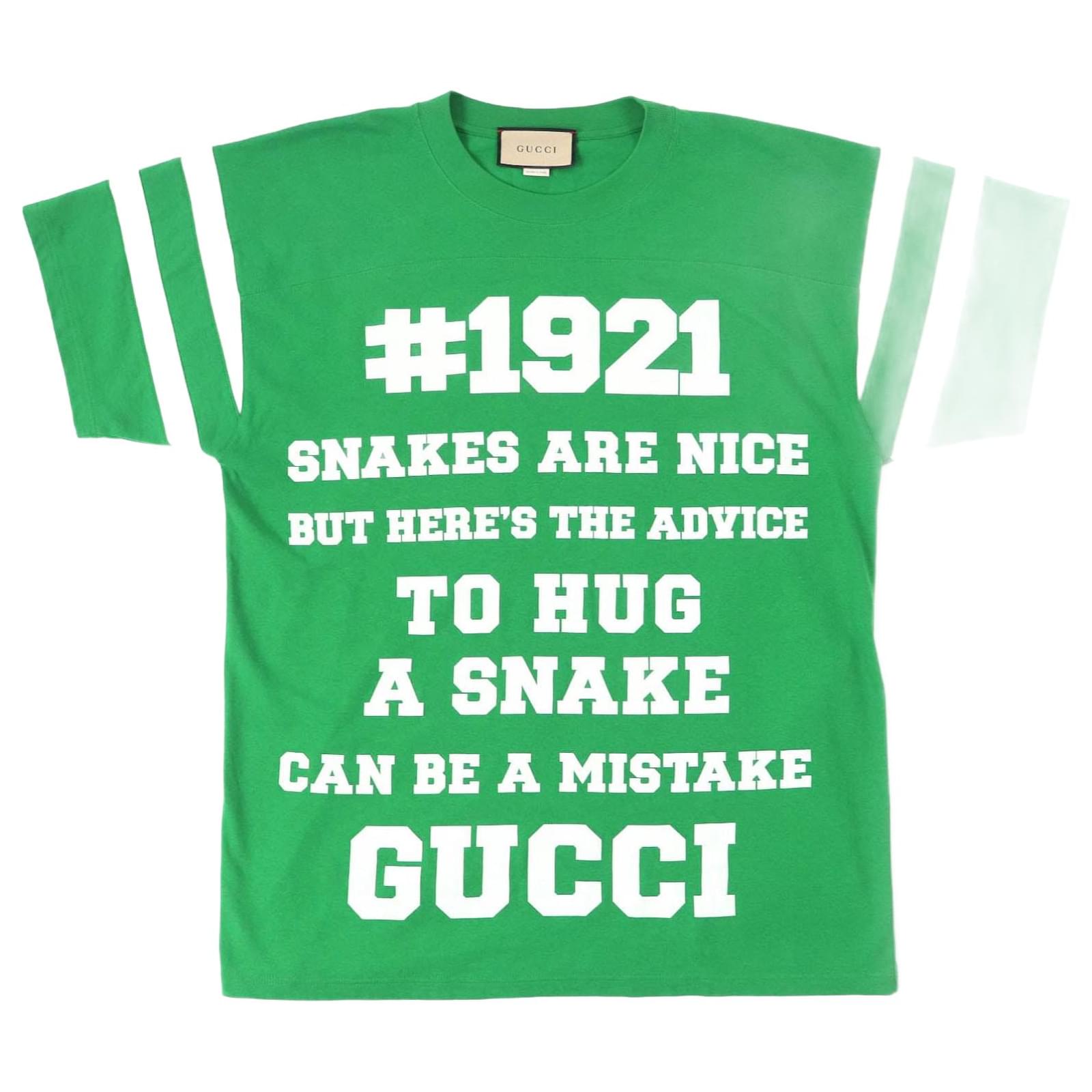 Camiseta de algodón GUCCI con estampado de serpiente XS Verde ref