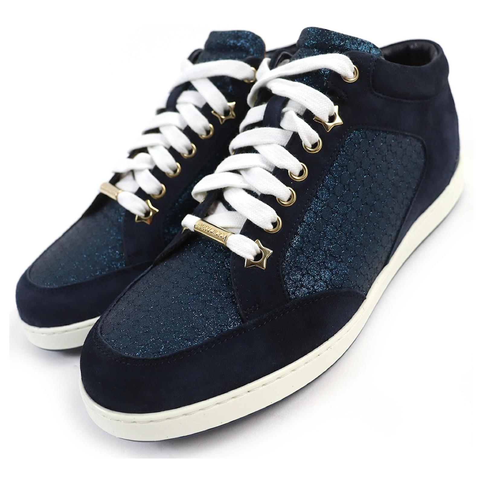 Sneakers in suede glitter Jimmy Choo Blu Navy 38